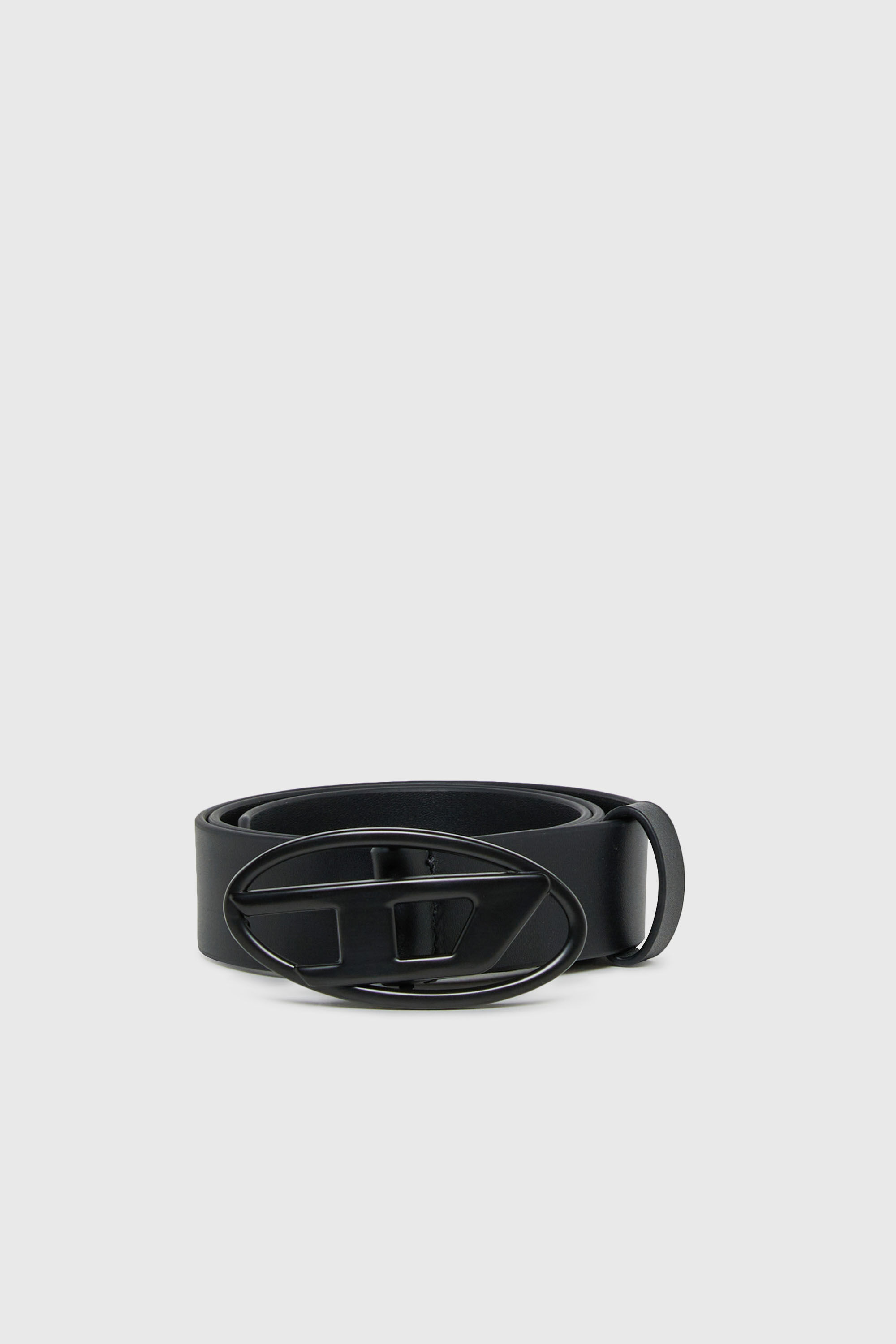 Diesel - B1DRN, Unisex 3 cm breiter Lederg&uuml;rtel mit ovaler D-Schnalle in Schwarz - 1