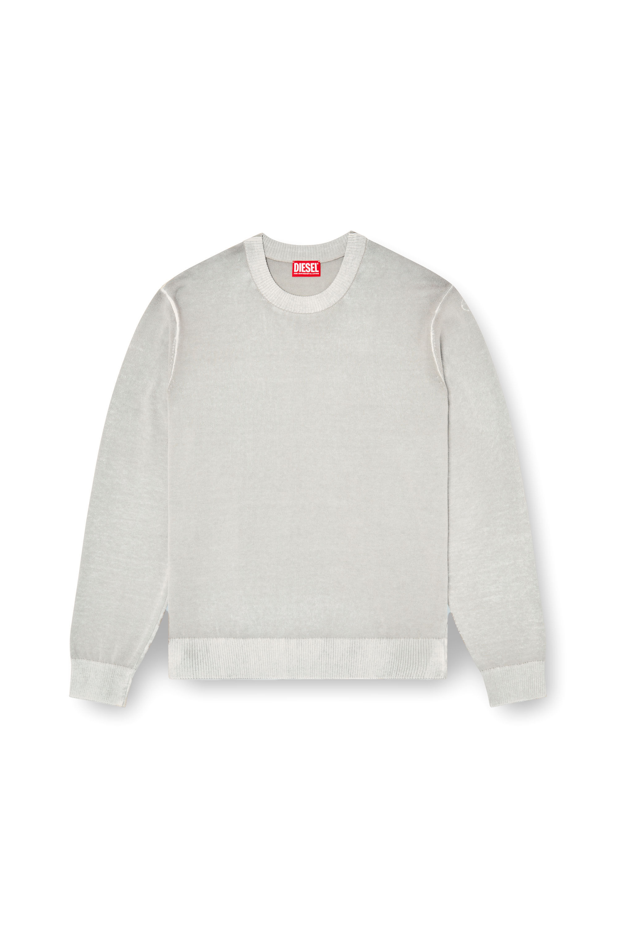 Diesel - K-LARENCE-B, Herren Pullover aus Baumwolle mit Innen-Print in Hellgrau - 2