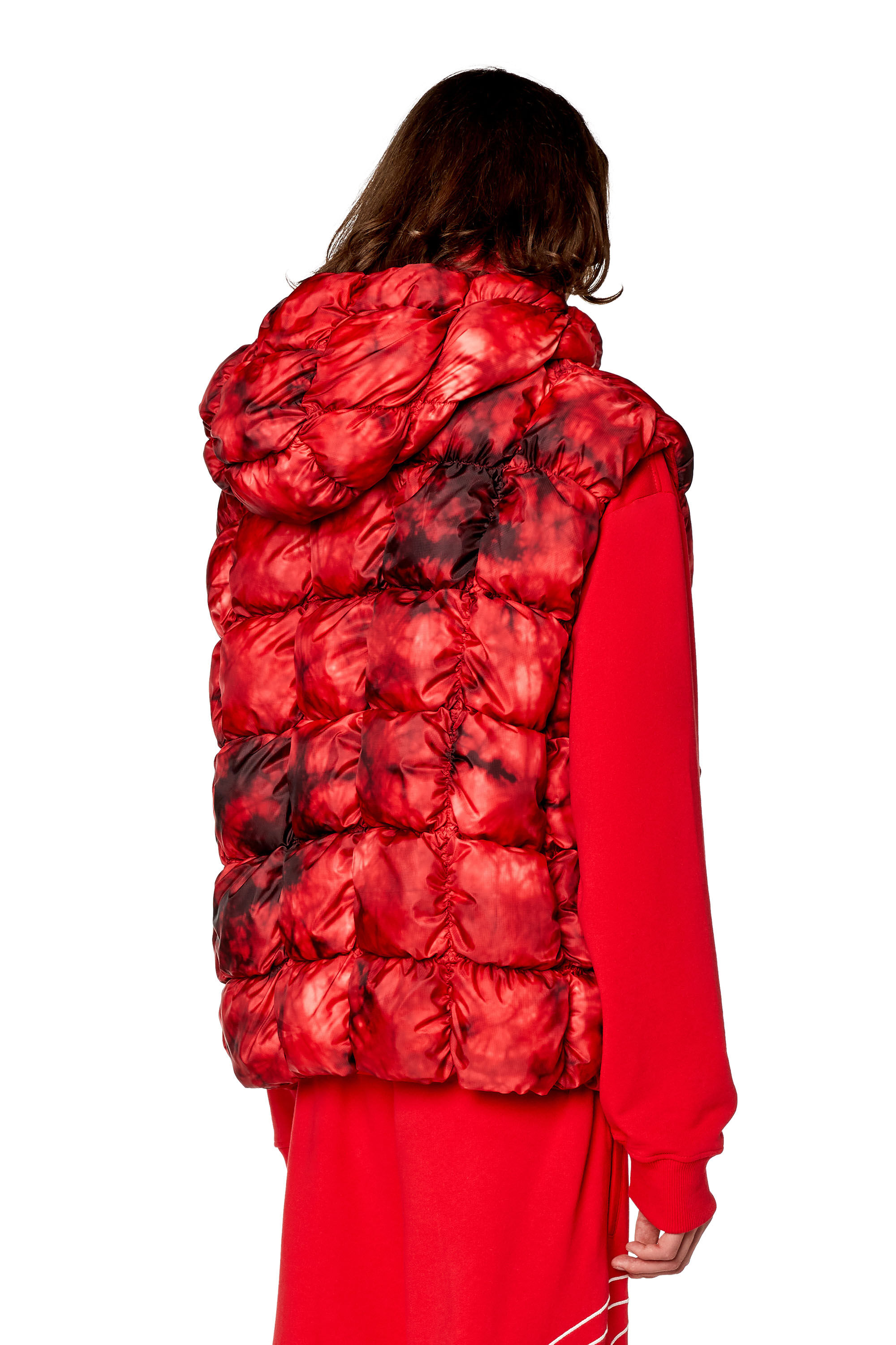 Diesel - W-RALLE-SL, Herren Wattierte Westenjacke mit Kapuze in Rot - 3