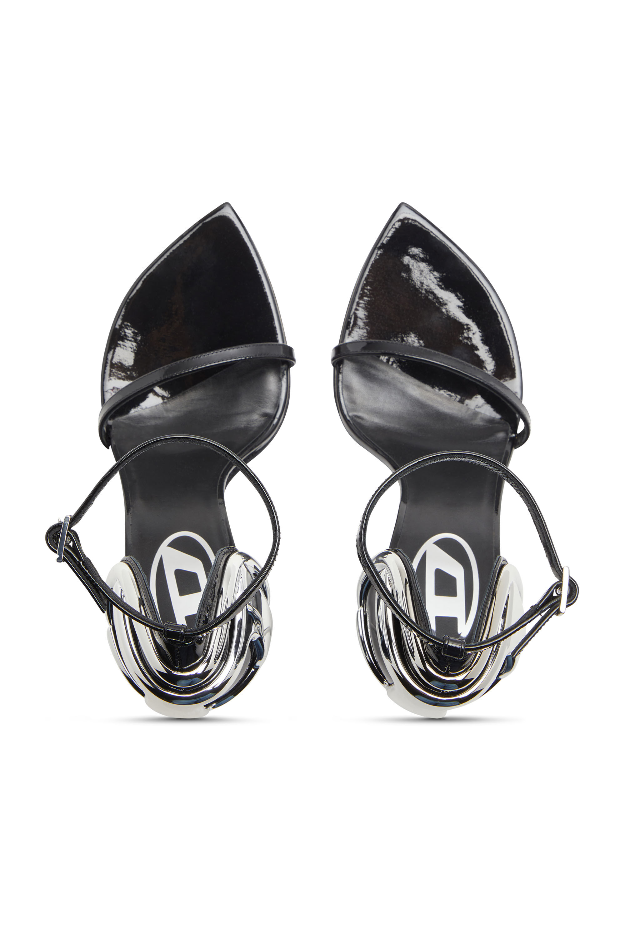 Diesel - D-TEN&HALF SANDAL, Damen D-Ten&Half-Stiletto-Sandalen aus Lackleder und Satin in Schwarz - 5