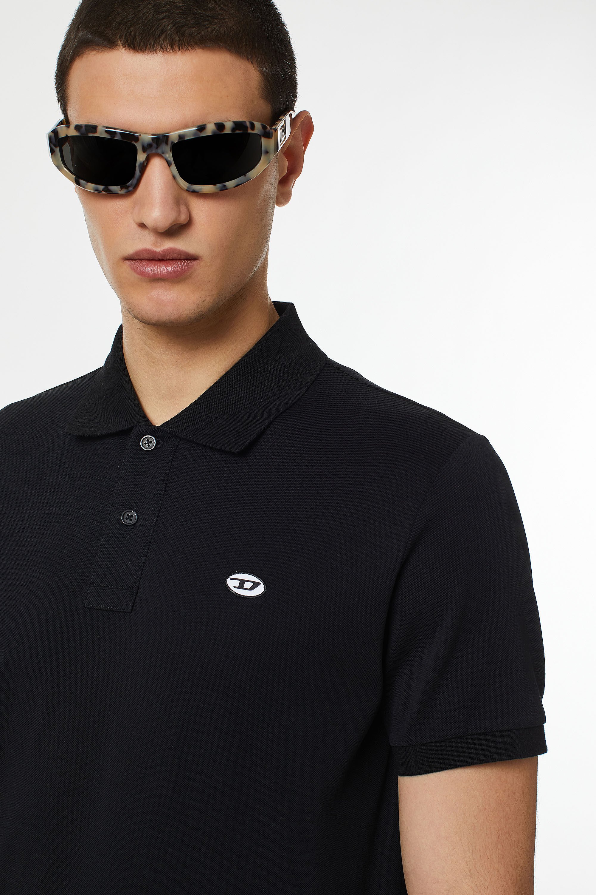 Diesel - T-SMITH-DOVAL-PJ, Man Polo shirt with oval D patch in Black - Image 5