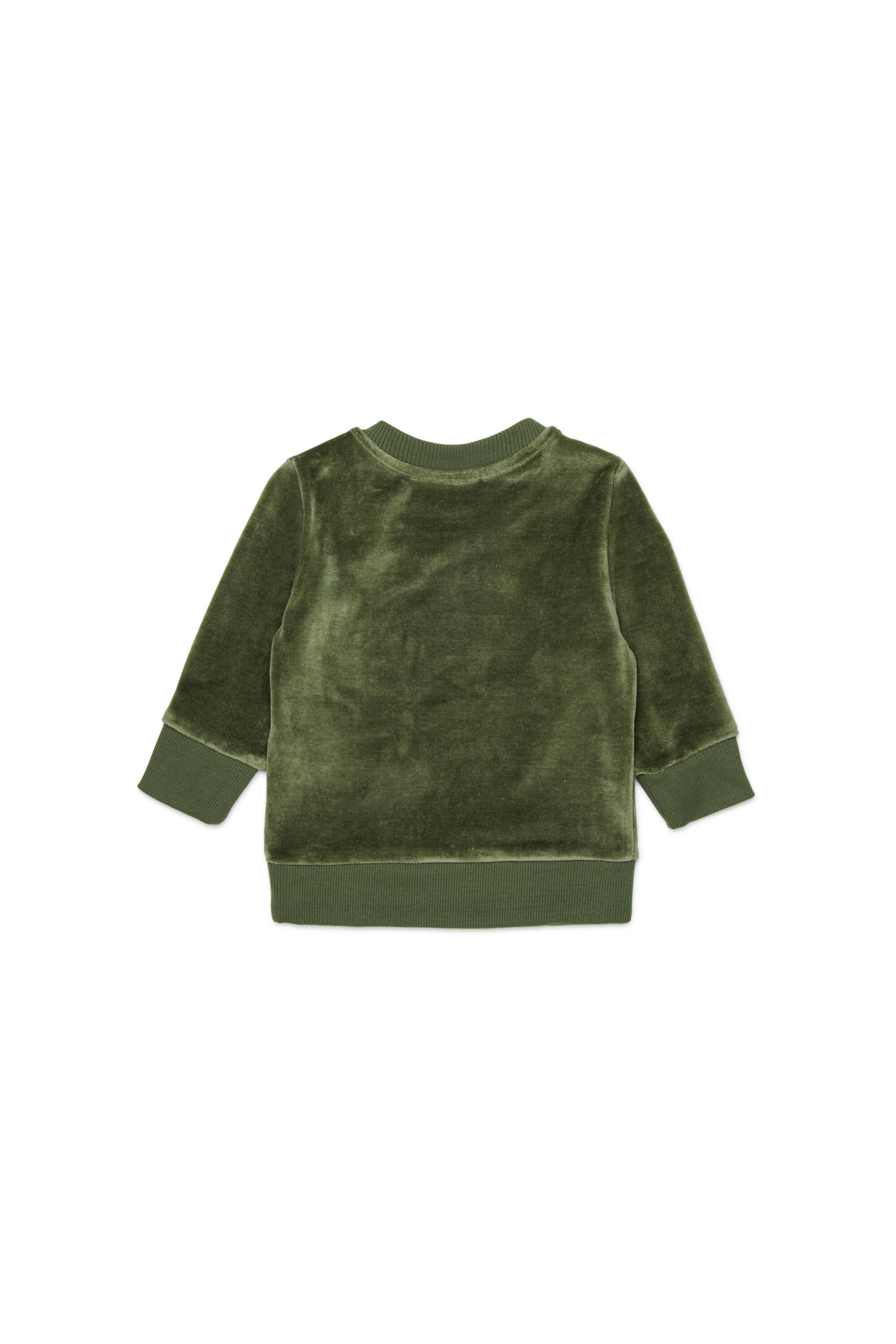 Diesel - SHENIB, Herren Sweatshirt aus Samt mit Oval D Stickerei in Gr&uuml;n - 2