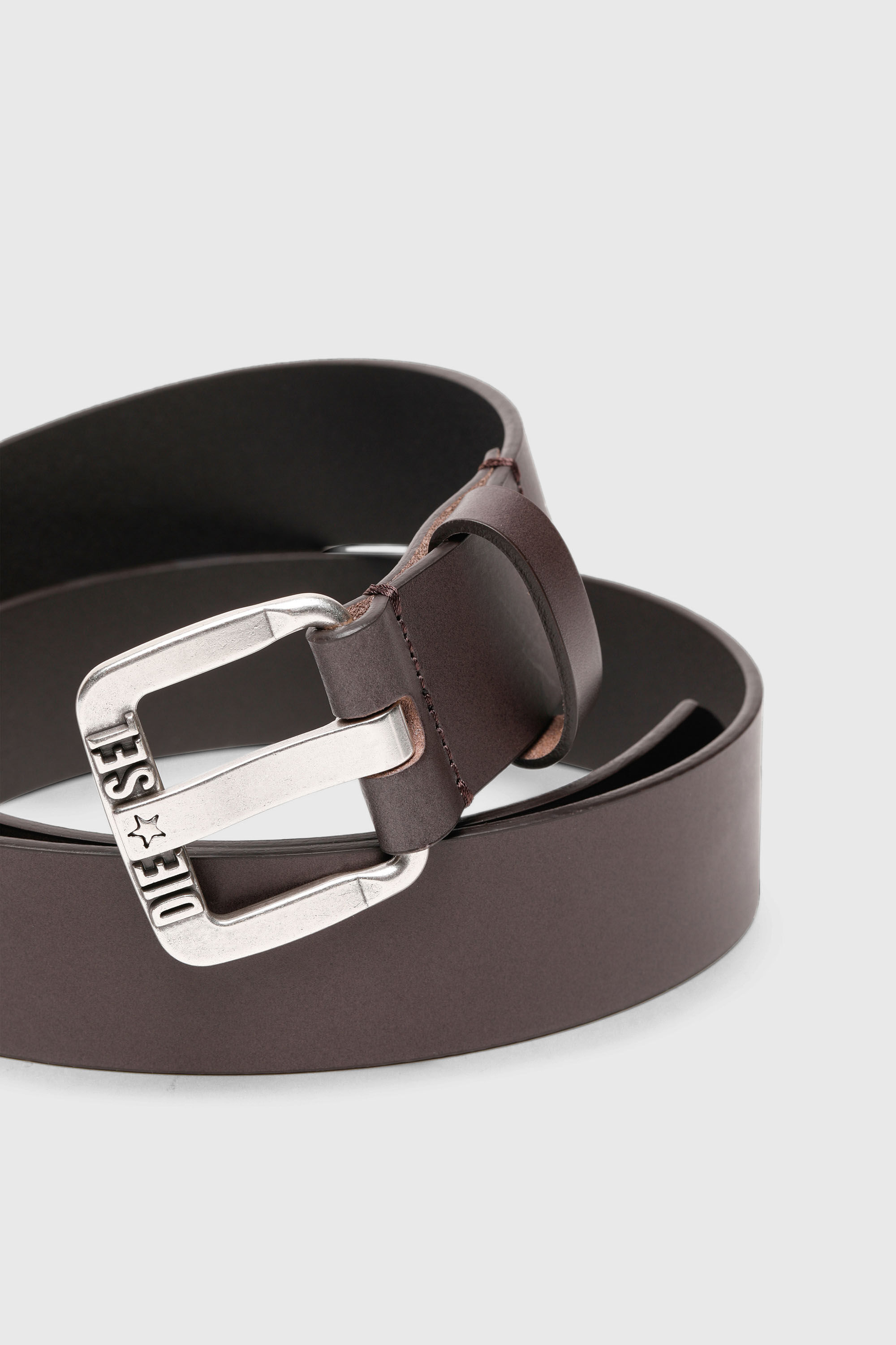 Diesel - B-STAR II, Herren 3.9cm G&uuml;rtel aus Leder mit Sternen-Logo-Schlie&szlig;e aus Metall in Dunkelbraun - 2