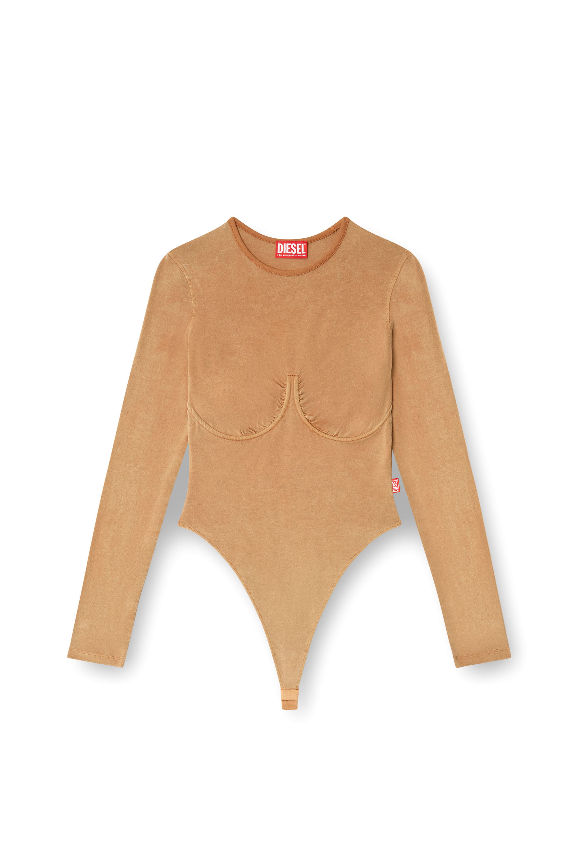 Diesel - T-FINNE-Q2, Damen Langarm-Bodysuit mit BH-Detail in Braun - 2