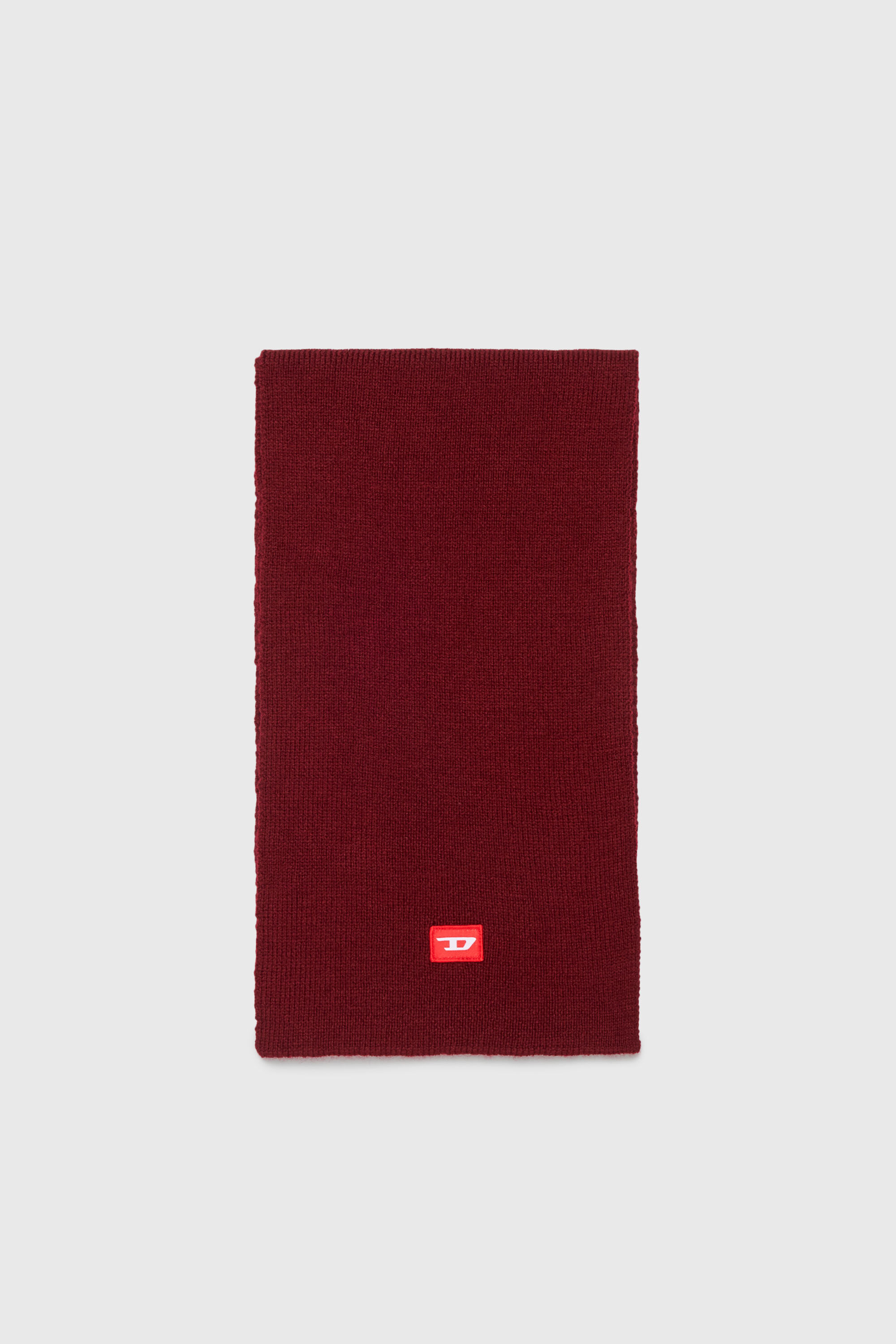 Diesel - RLOT, Unisex's Wool-blend scarf with D logo patch in Red - 1