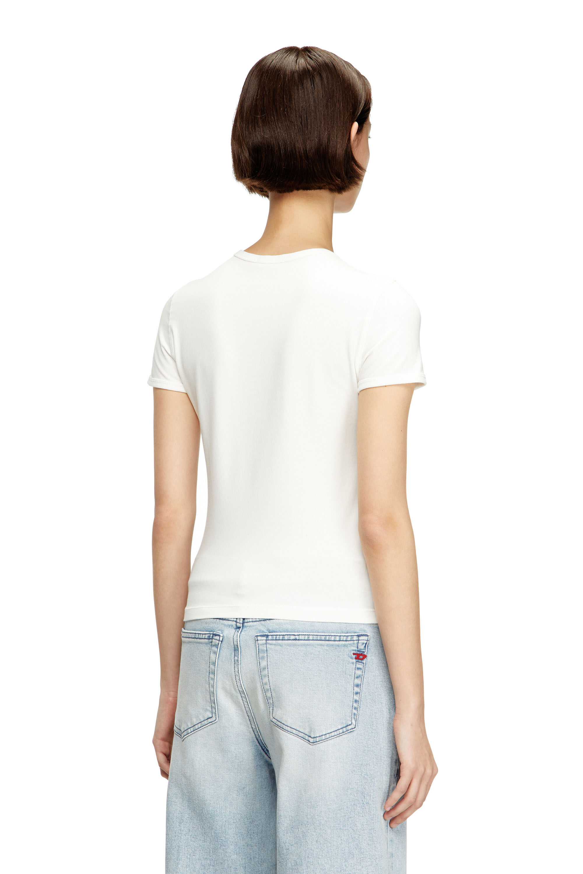 Diesel - T-UNCUTIESLONG-OD, Damen Schmal geschnittenes T-Shirt mit metallischem Oval D in null - 3