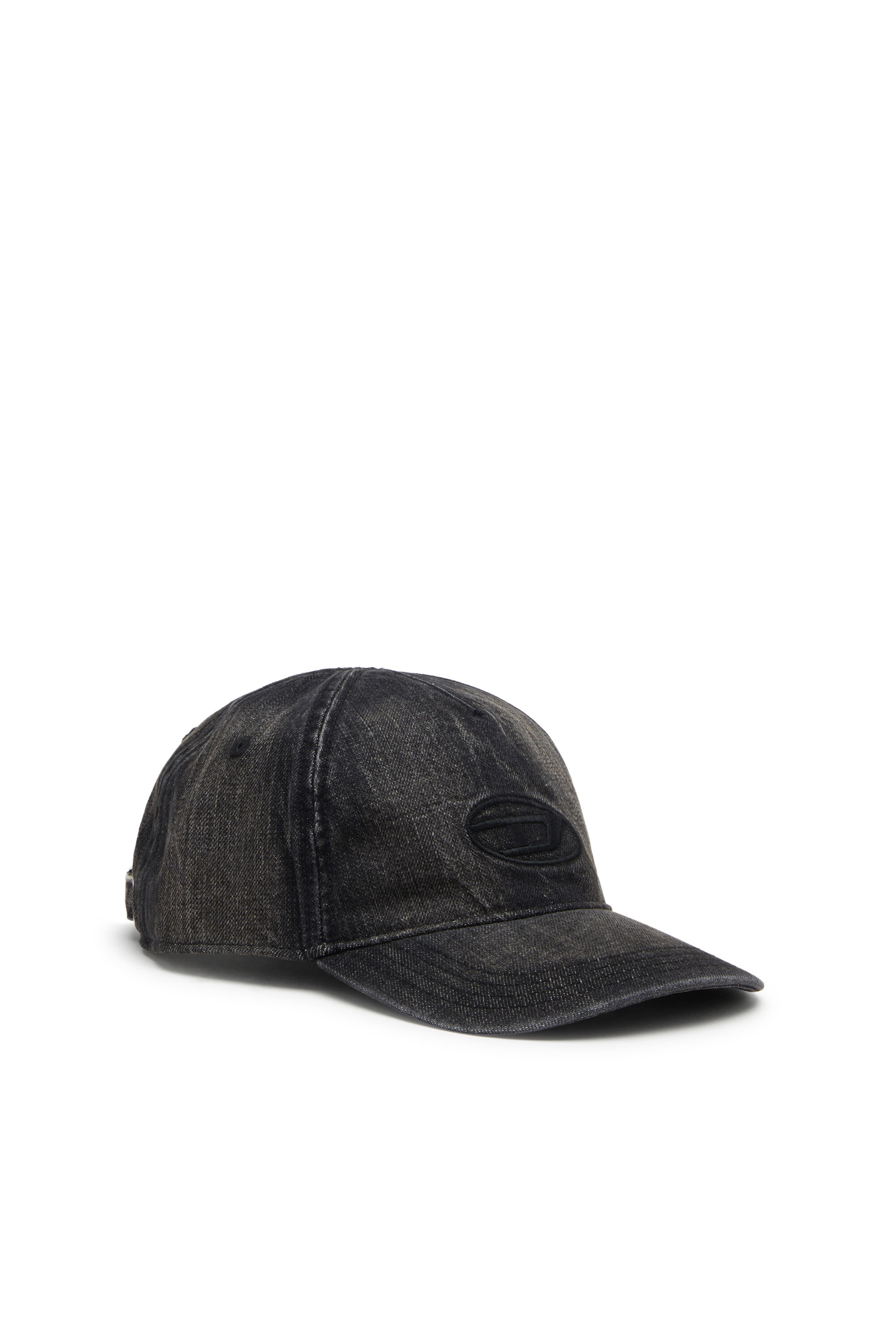 Diesel - C-ENIC, Herren Denim-Cap mit ausgefransten Details und gesticktem Logo in Jeansschwarz - 1