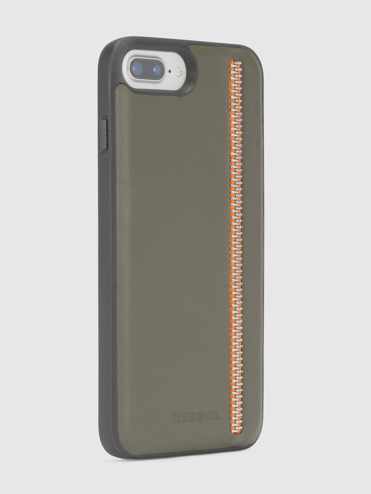 Diesel - ZIP OLIVE LEATHER IPHONE 8/7/6s/6 CASE, Unisex Schutzhülle aus olivgrünem Leder mit Reißverschlussdetail, iPhone 8/7/6s/6 in Olivgrün - 5