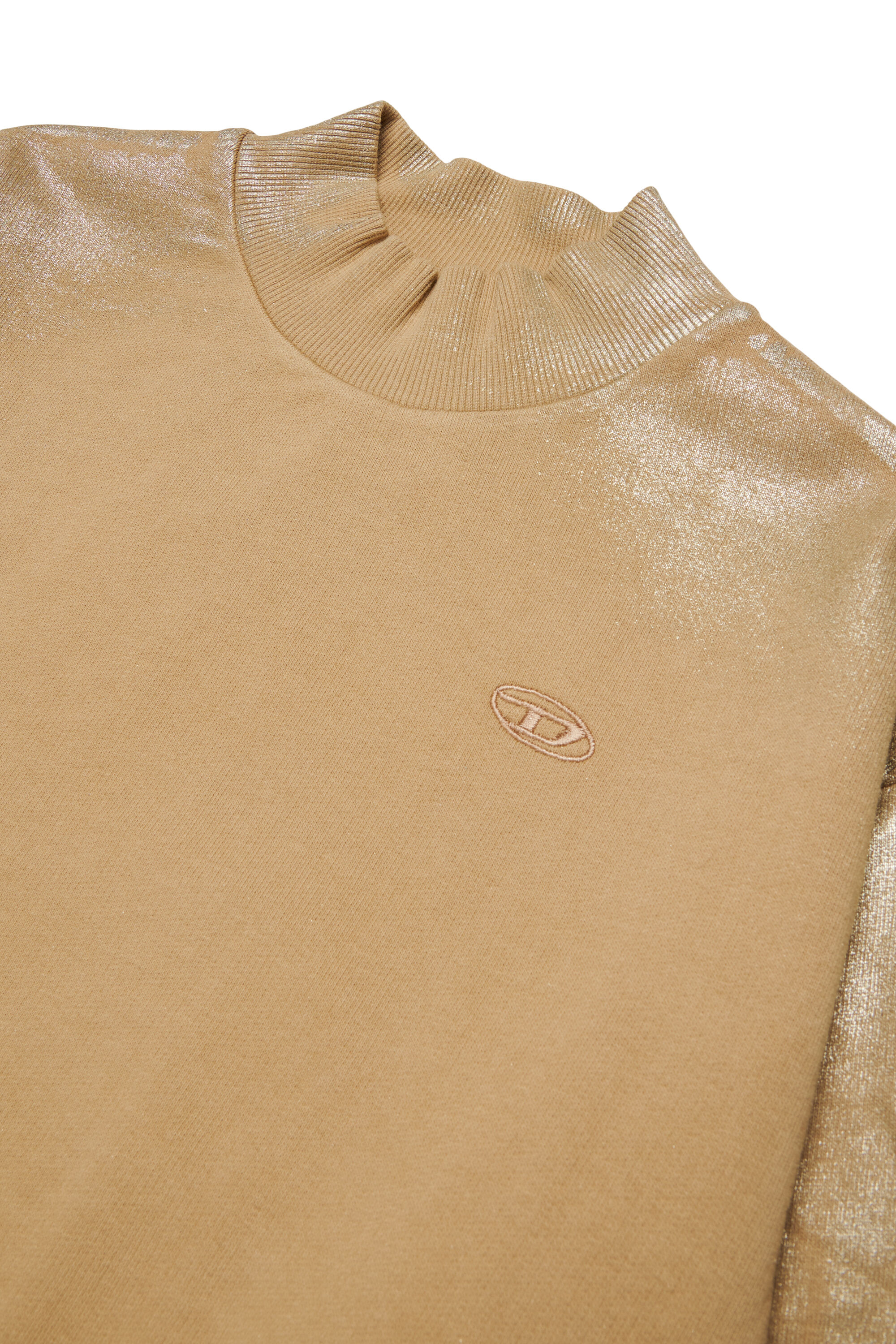 Diesel - SFALEXNS1, Damen Sweatshirt mit &Auml;rmeln in Metallic-Optik in Braun - 3