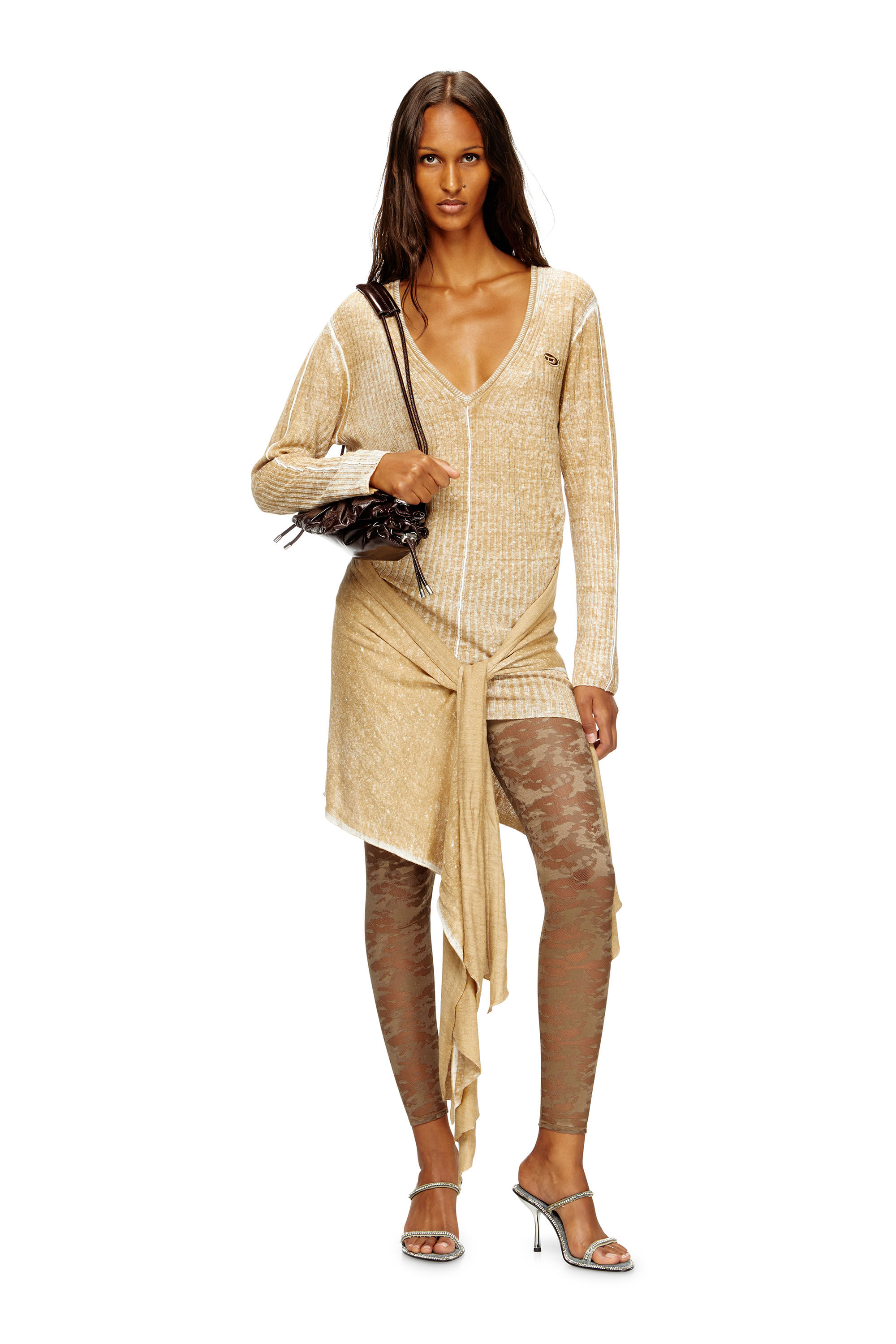 Diesel - CLAIRE-UTLT, Damen Leggings mit Camouflage-Spitze in Braun - 5