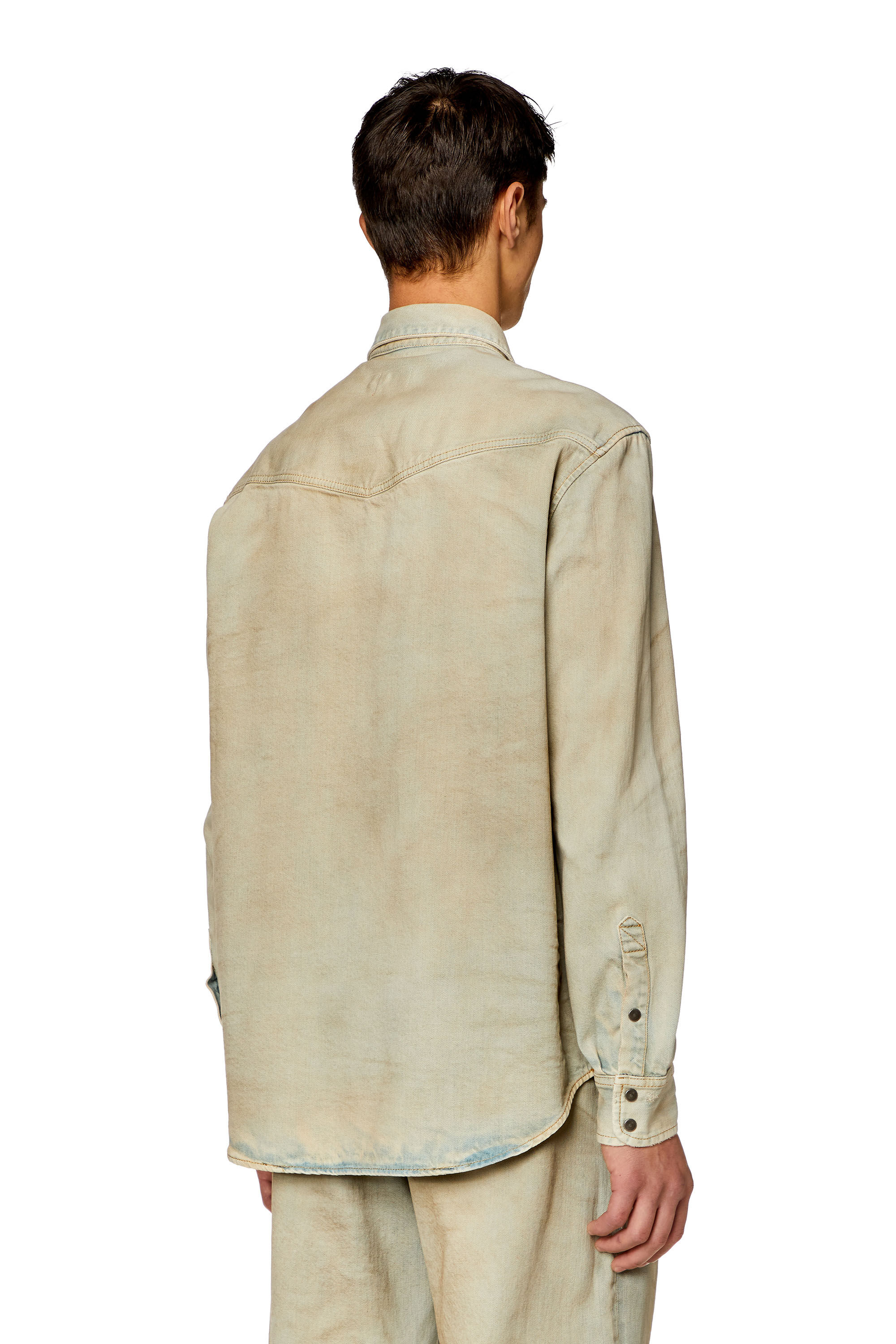 Diesel - D-OCEAN, Herren Western-Shirt aus vielgetragenem Denim in Beige - 3