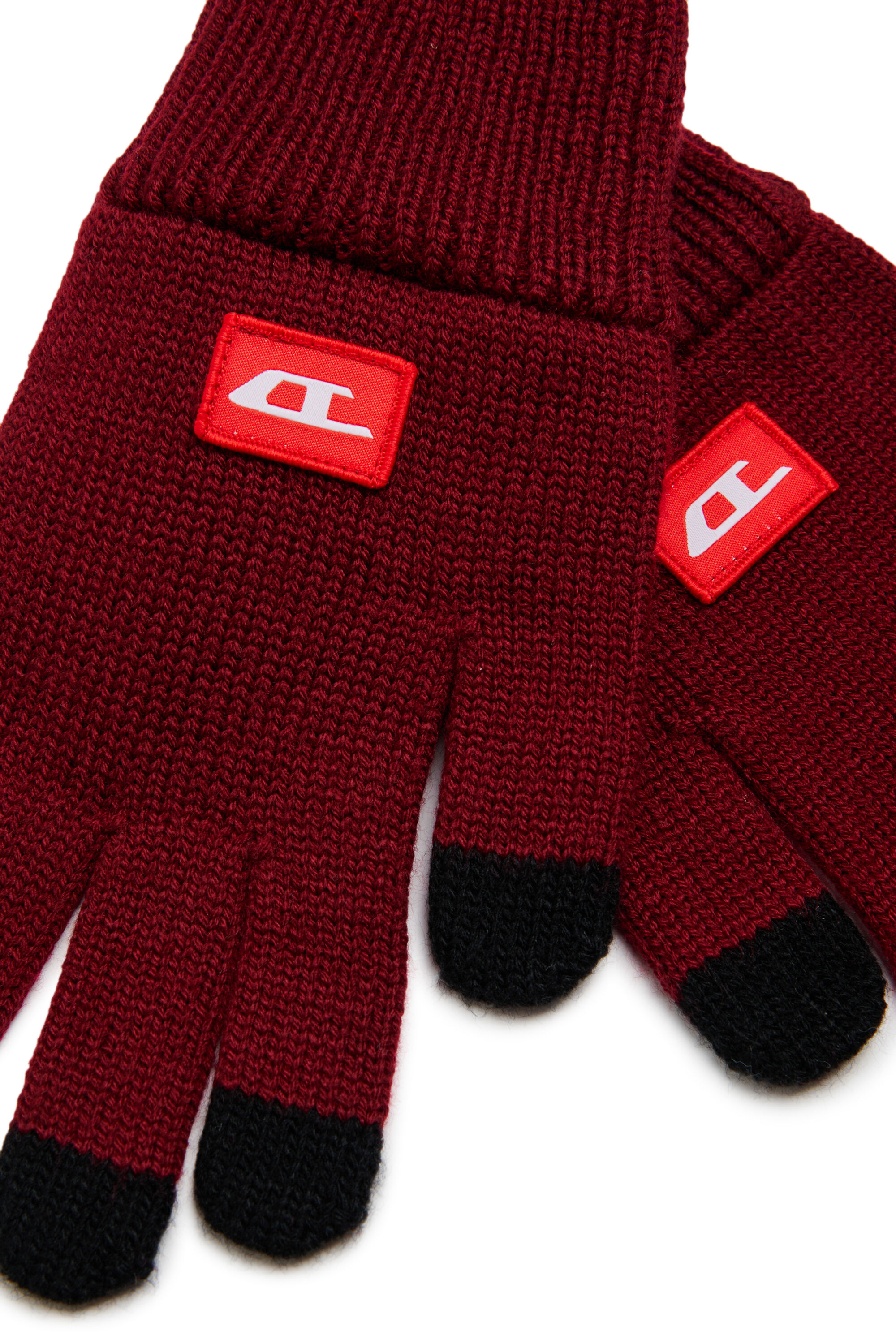 Diesel - NLOT, Unisex Touchscreen-Handschuhe aus Wollmischgewebe in Rot - 2
