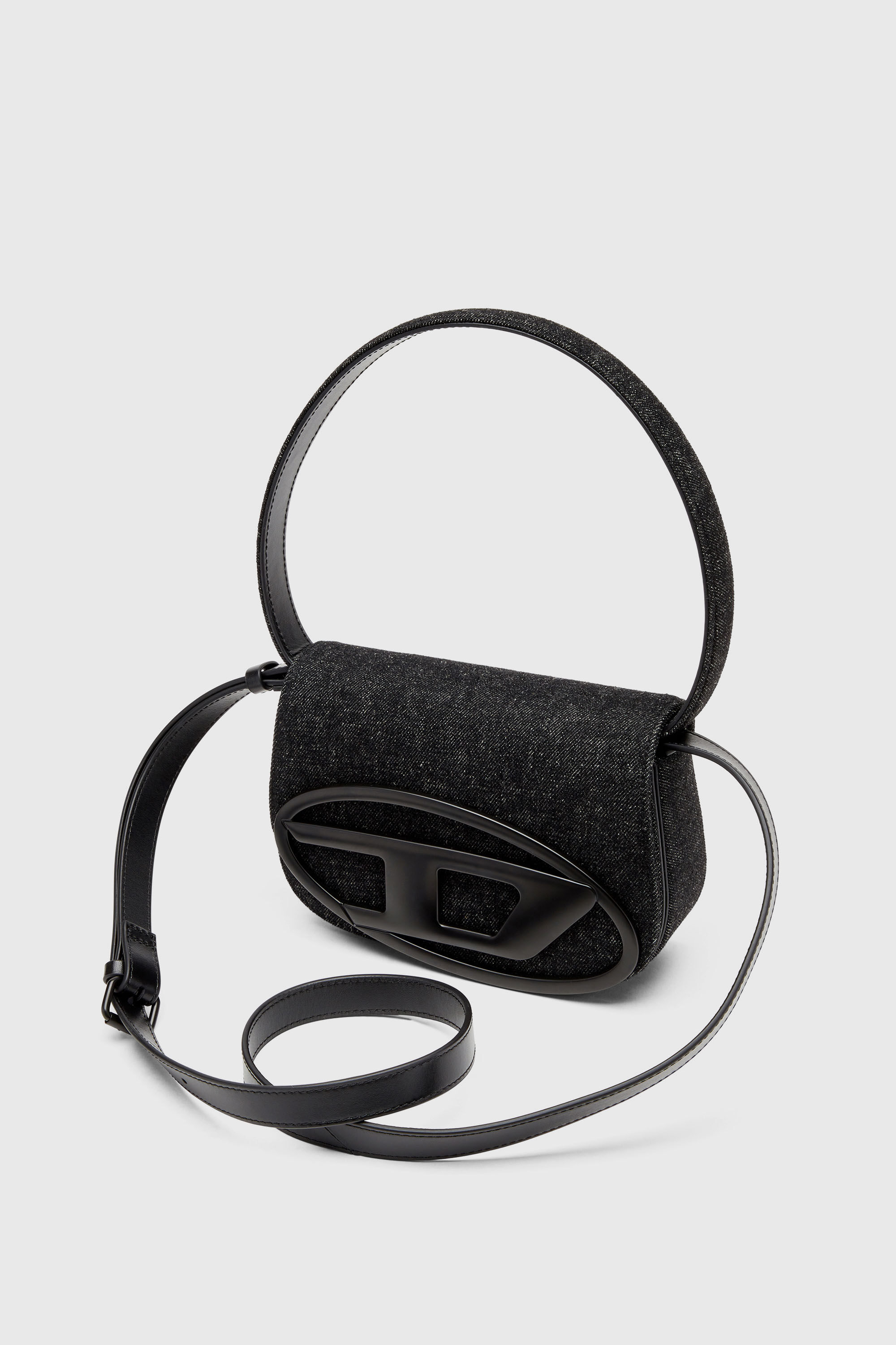 Diesel - 1DR, Damen 1DR-Ikonische Schultertasche aus gewaschenem Denim in Schwarz - 6