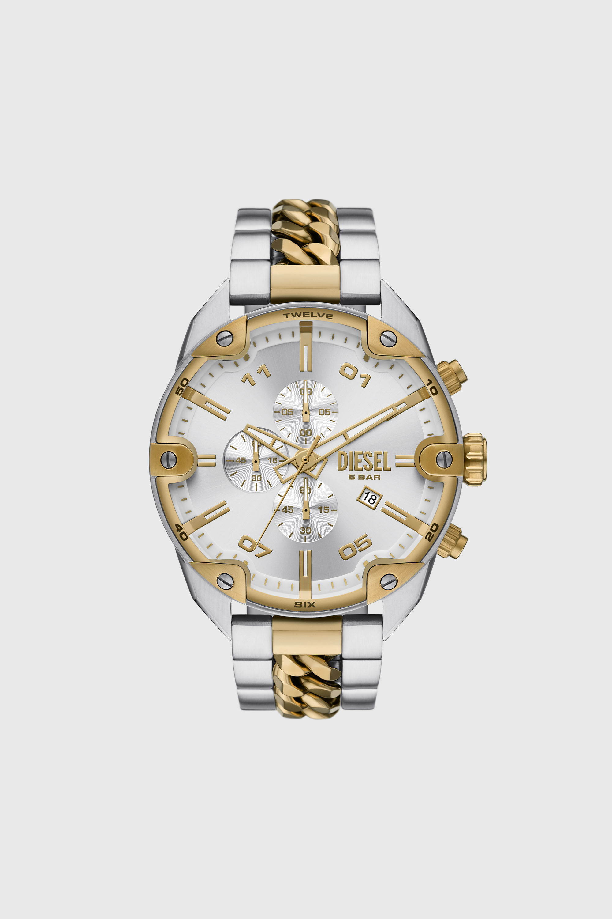 Diesel - DZ4629, Herren Spiked Chronograph Edelstahl in Silber - 1