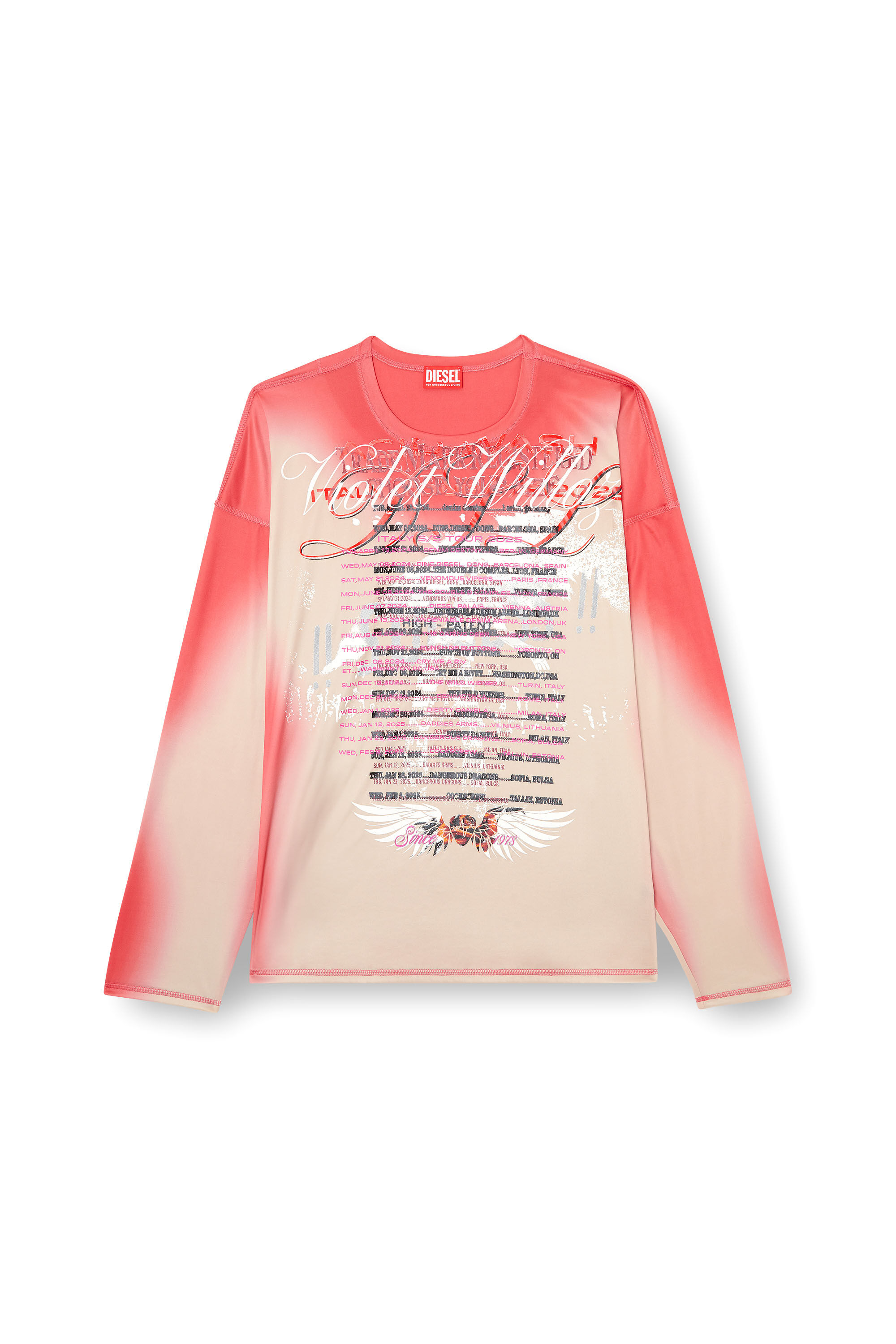 Diesel - T-OLAVI-BB, Unisex Langarm-Tech-T-Shirt aus Jersey mit Text-Print in Rosa - 2