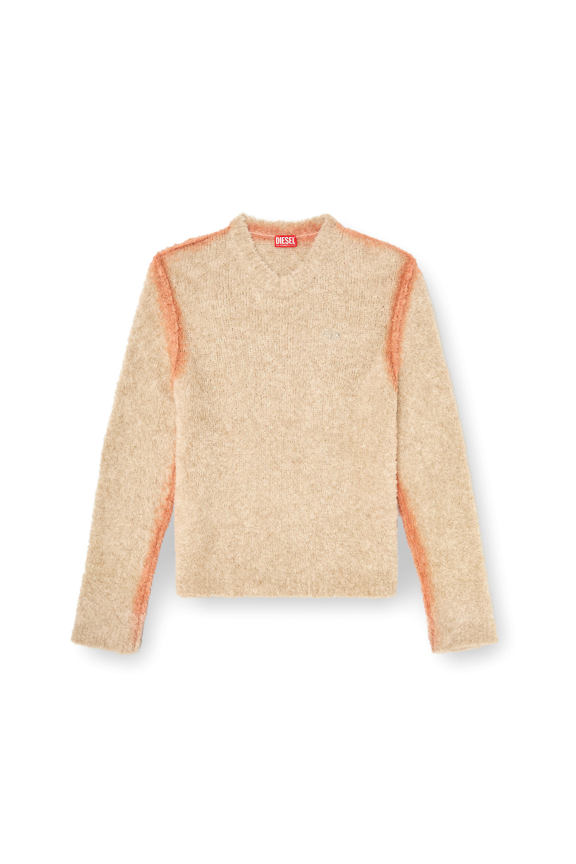 Diesel - K-RIMI, Herren Alpaca-Mix Pullover mit spraygef&auml;rbten N&auml;hten in Hellbraun - 2