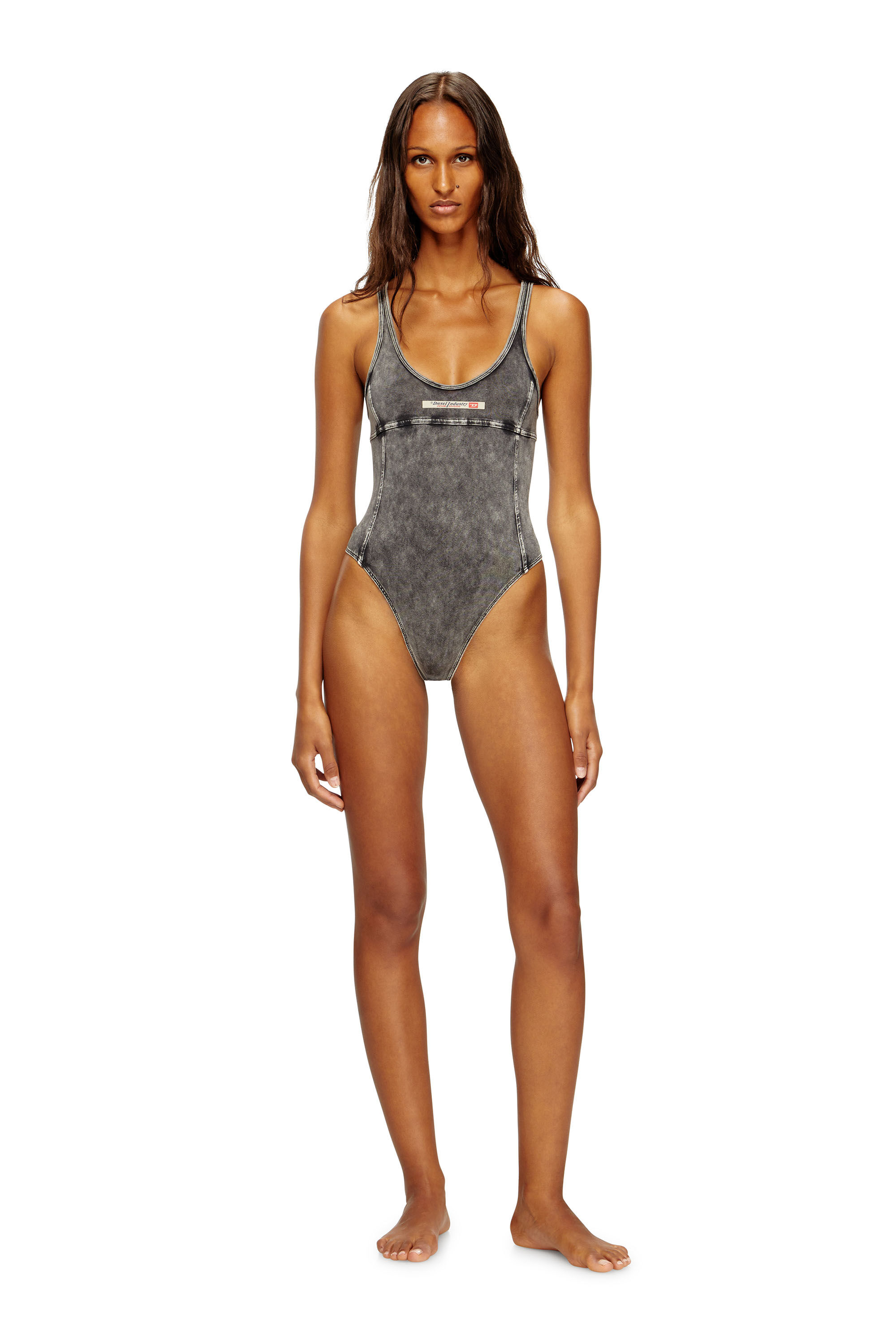 Diesel - PHOEBE-DNM, Damen Body aus Denim-Effekt-Jersey in Dunkelgrau - 1