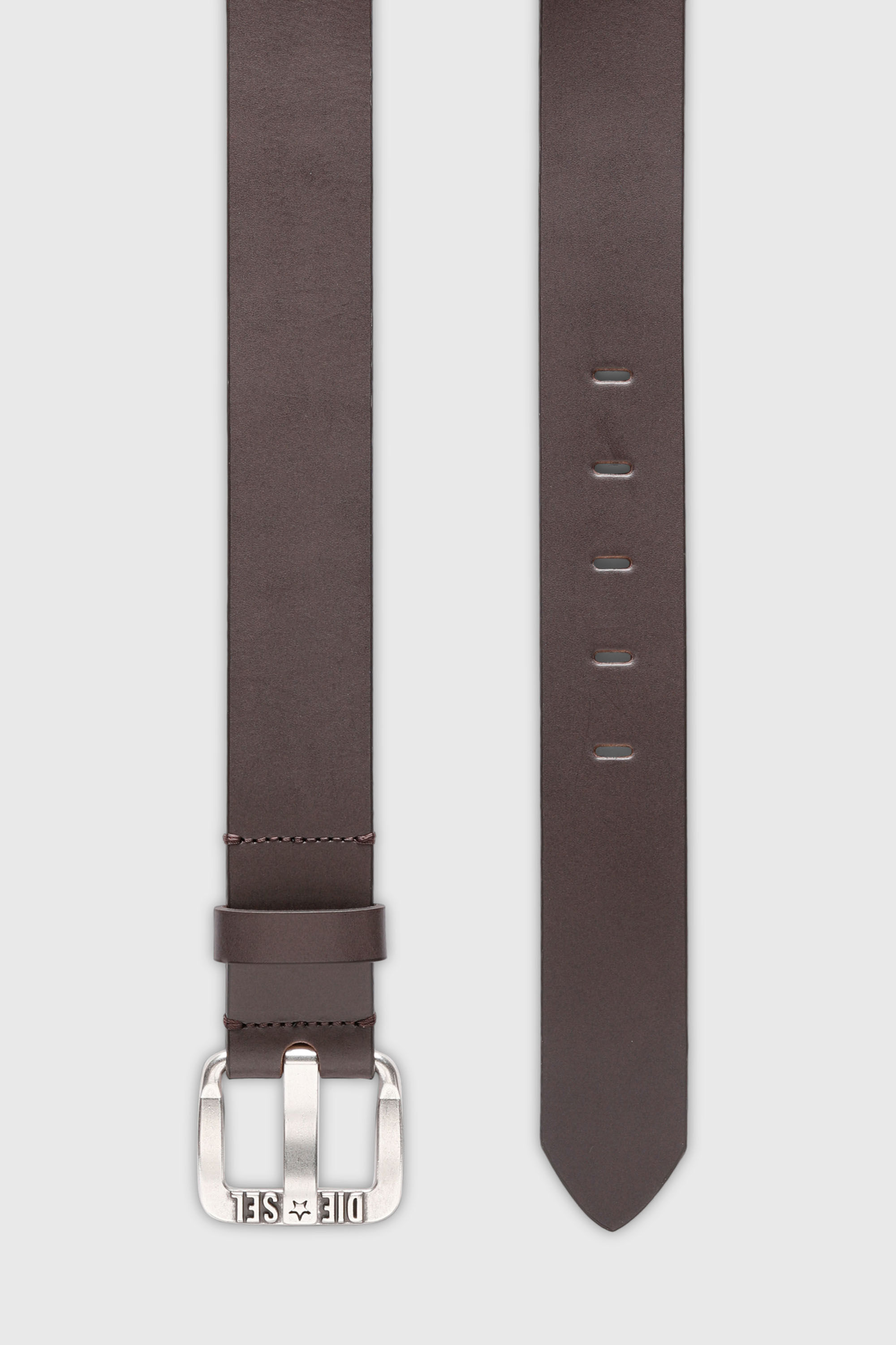 Diesel - B-STAR II, Herren 3.9cm G&uuml;rtel aus Leder mit Sternen-Logo-Schlie&szlig;e aus Metall in Dunkelbraun - 3