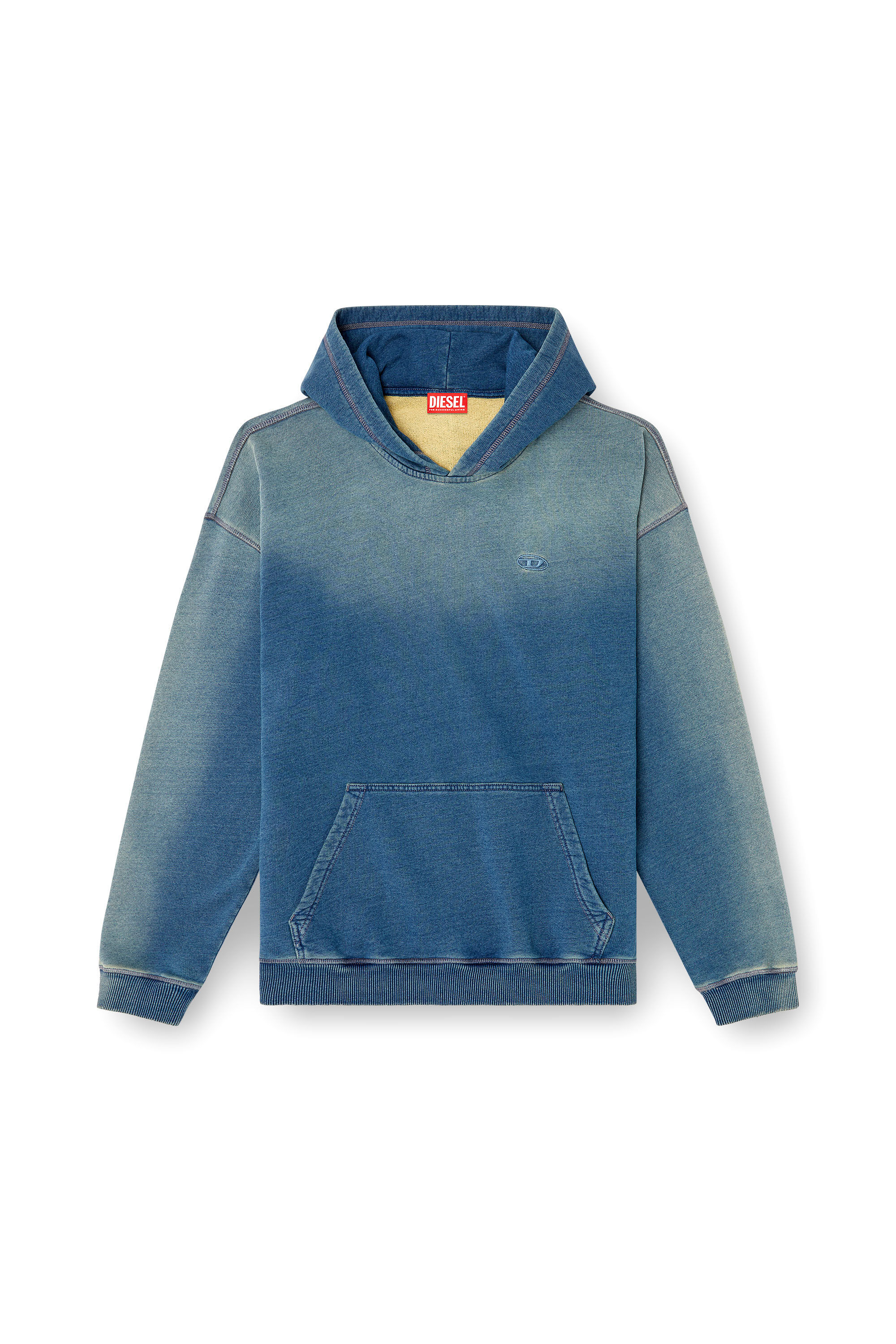 Diesel - S-BOXT-HOOD-R6, Herren Verblasster Hoodie mit Logo-Stickerei in Blau - 2