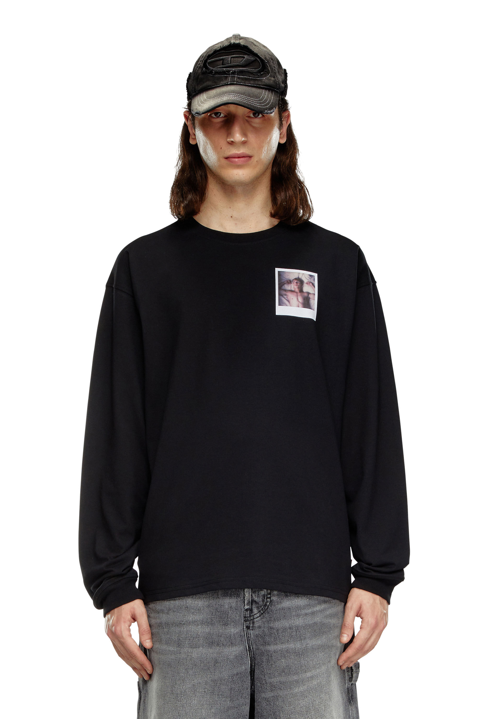 Diesel - PR-T-BOXT-LS-SS, Unisex Long-sleeve T-shirt with polaroid patches in Black - Image 4