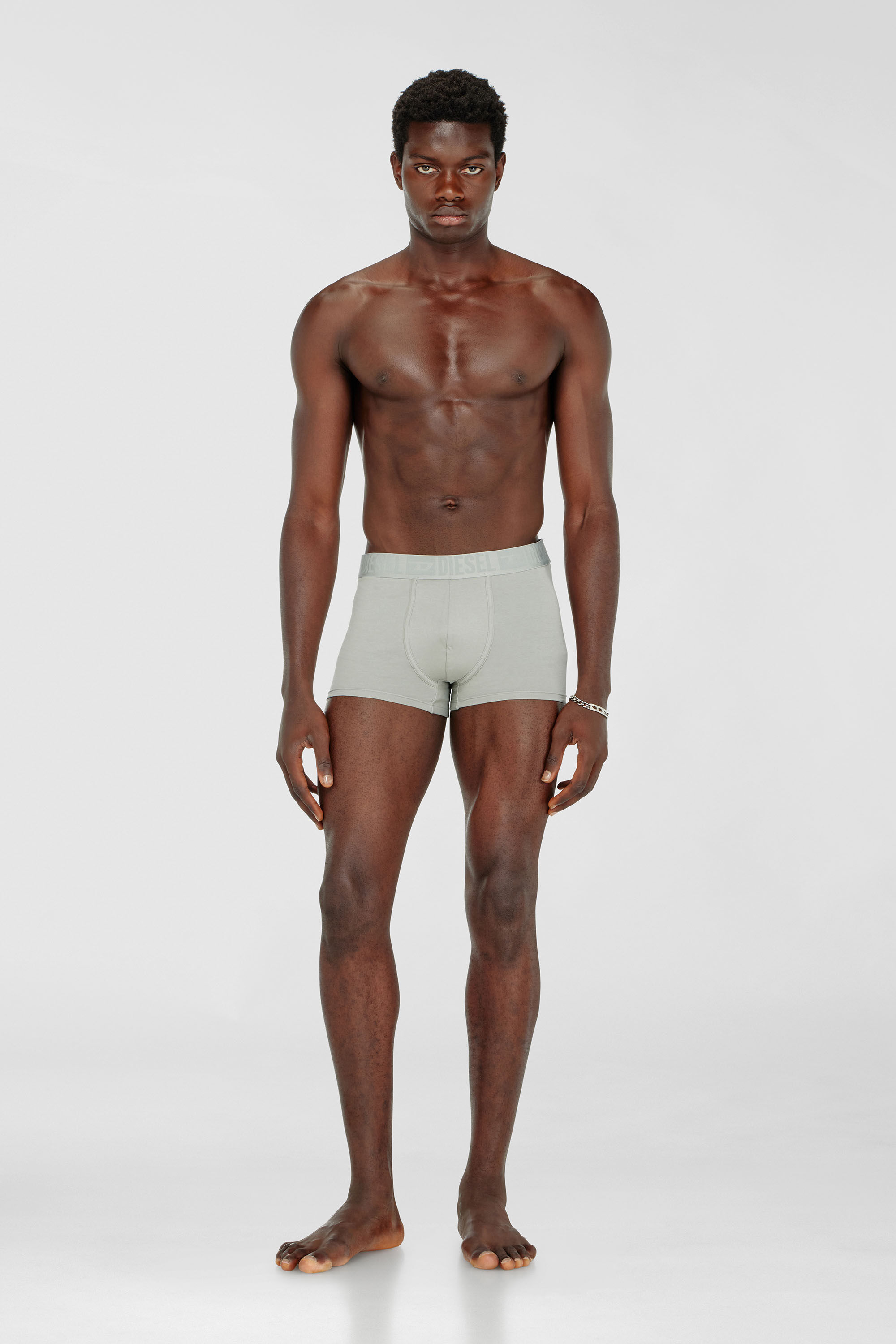 Diesel - MIKE-D-CORE-3PACK, Herren Boxershorts aus Baumwollstretch mit tonalem Bund im Dreierpack in Grau/Schwarz - 1
