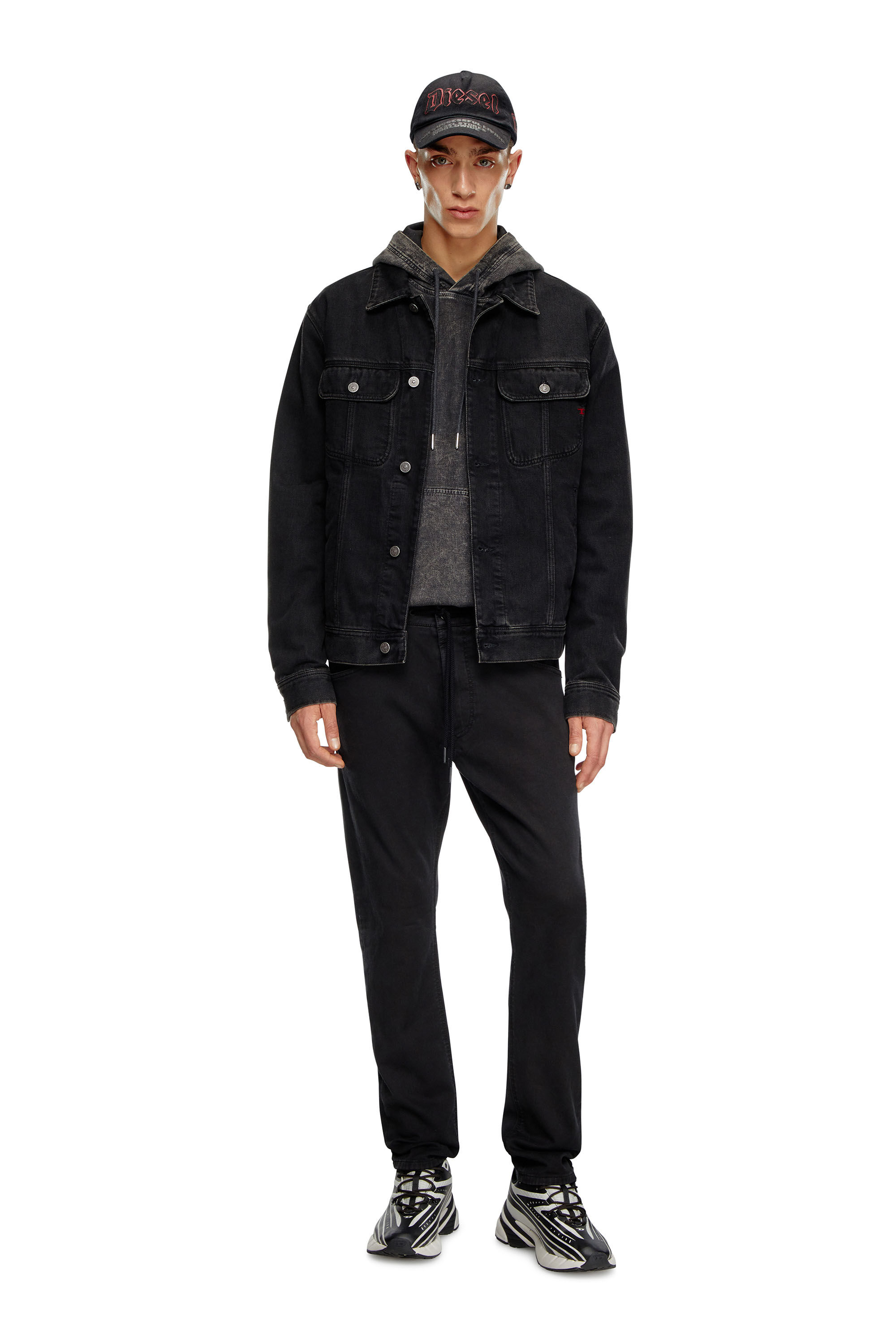 Diesel - D-AIRSPEED LOW, Herren D-Airspeed Low-Gestreifte Sneakers aus beschichtetem Ripstop in Schwarz/Grau - 9
