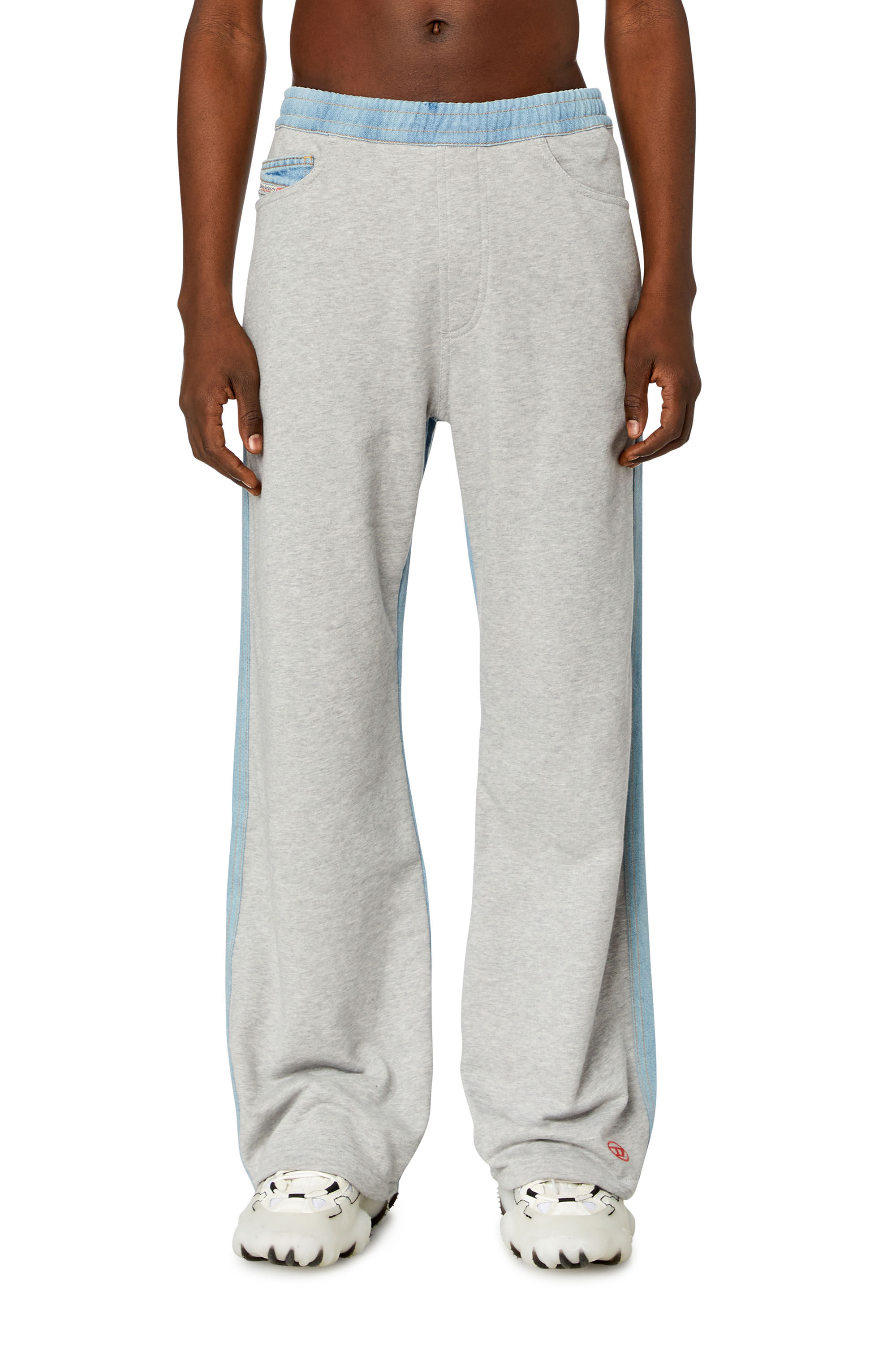 Diesel - P-SOL-DEN, Man's Sweatpants in melange cotton and denim in Blue/Grey - 2