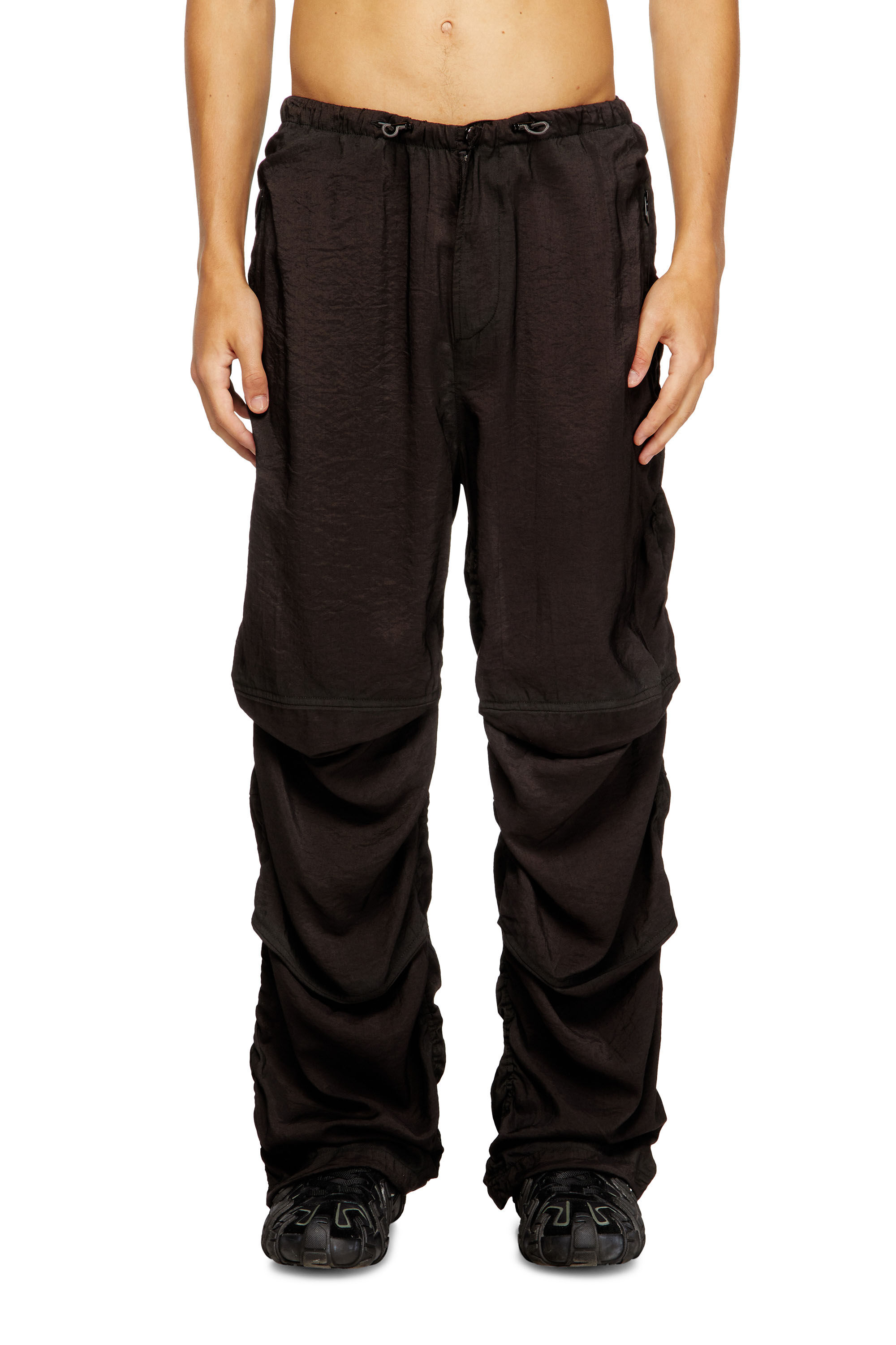Diesel - P-DAILY, Herren Utility-Hose aus leichtem, knitterigem Stoff in Schwarz - 3