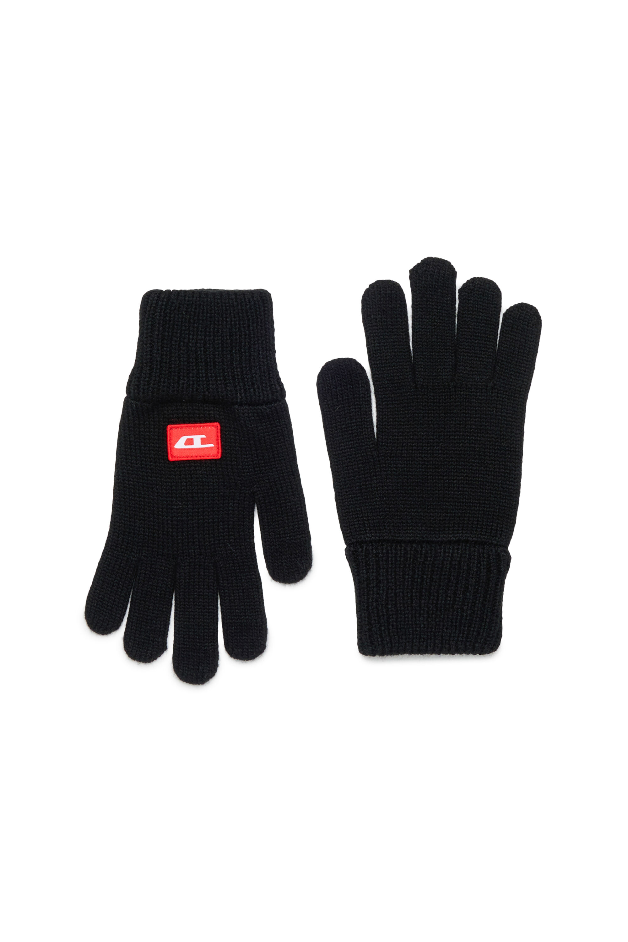 Diesel - NLOT, Unisex Touchscreen-Handschuhe aus Wollmischgewebe in Schwarz - 1