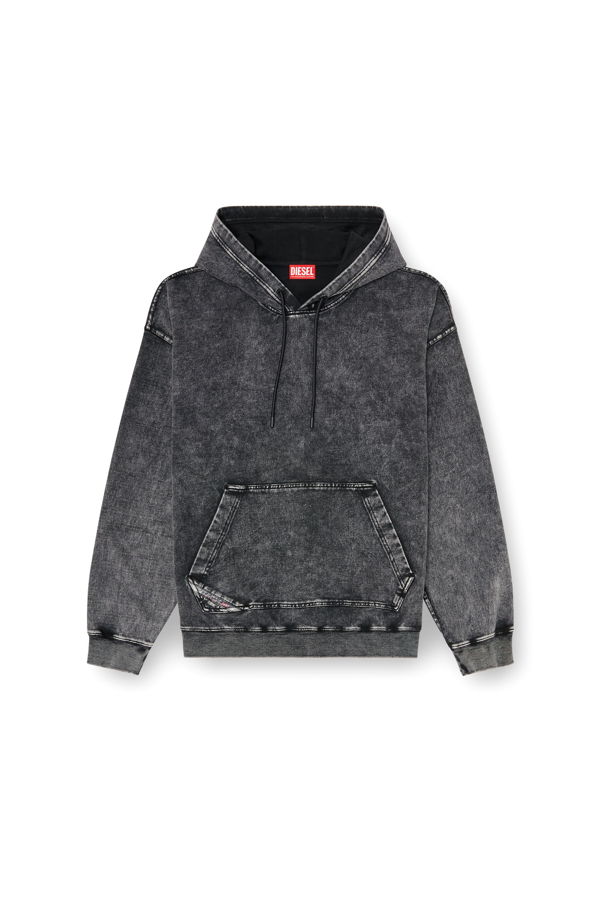 Diesel - S-BOXT-HOOD-TUK, Herren Sweatshirt mit Denim-Effekt-Behandlung in Dunkelgrau - 2