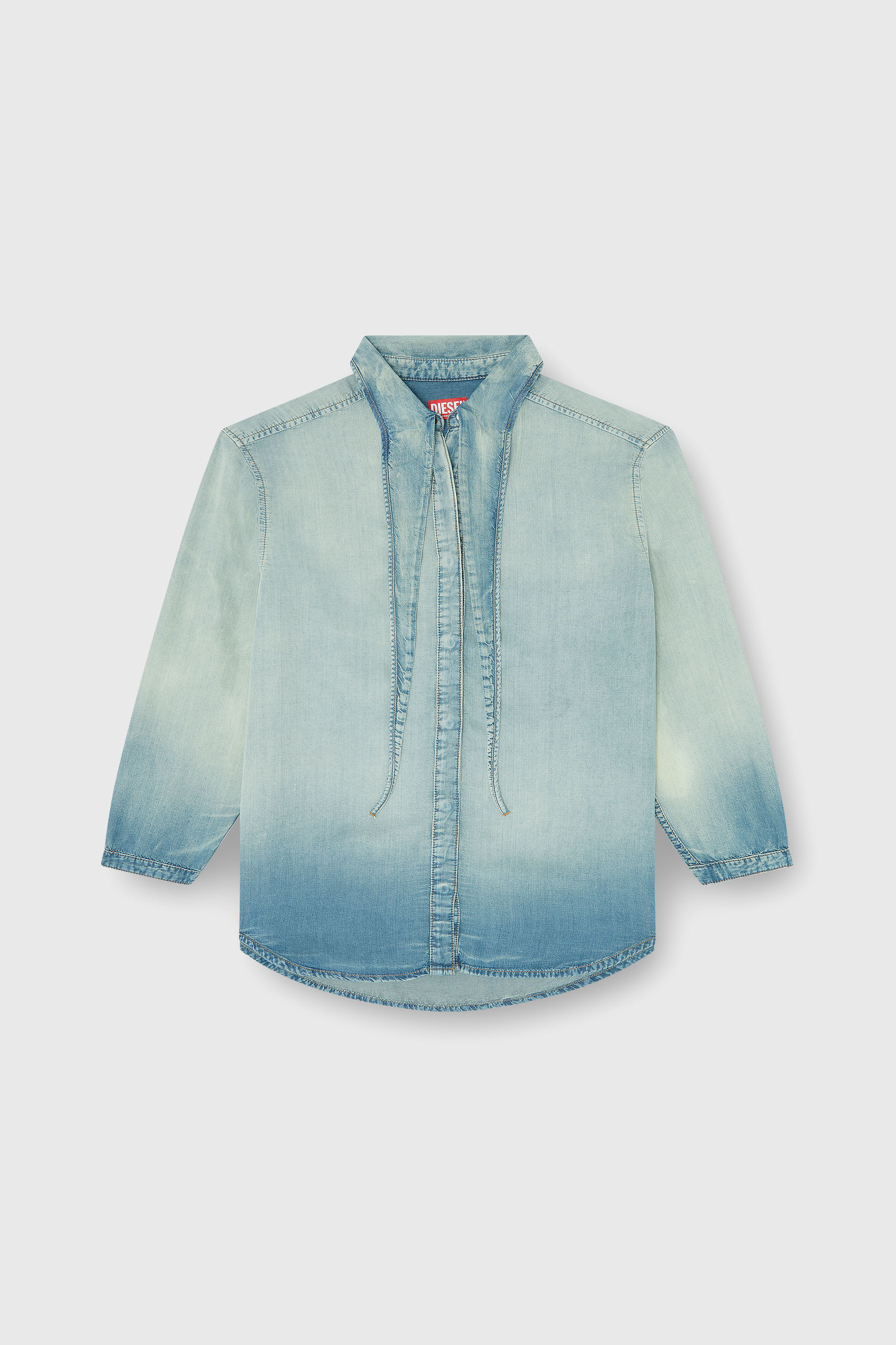Diesel - DE-ARVEN-S1, Damen Hemd aus marmoriertem, flie&szlig;endem denim in Hellblau - 2