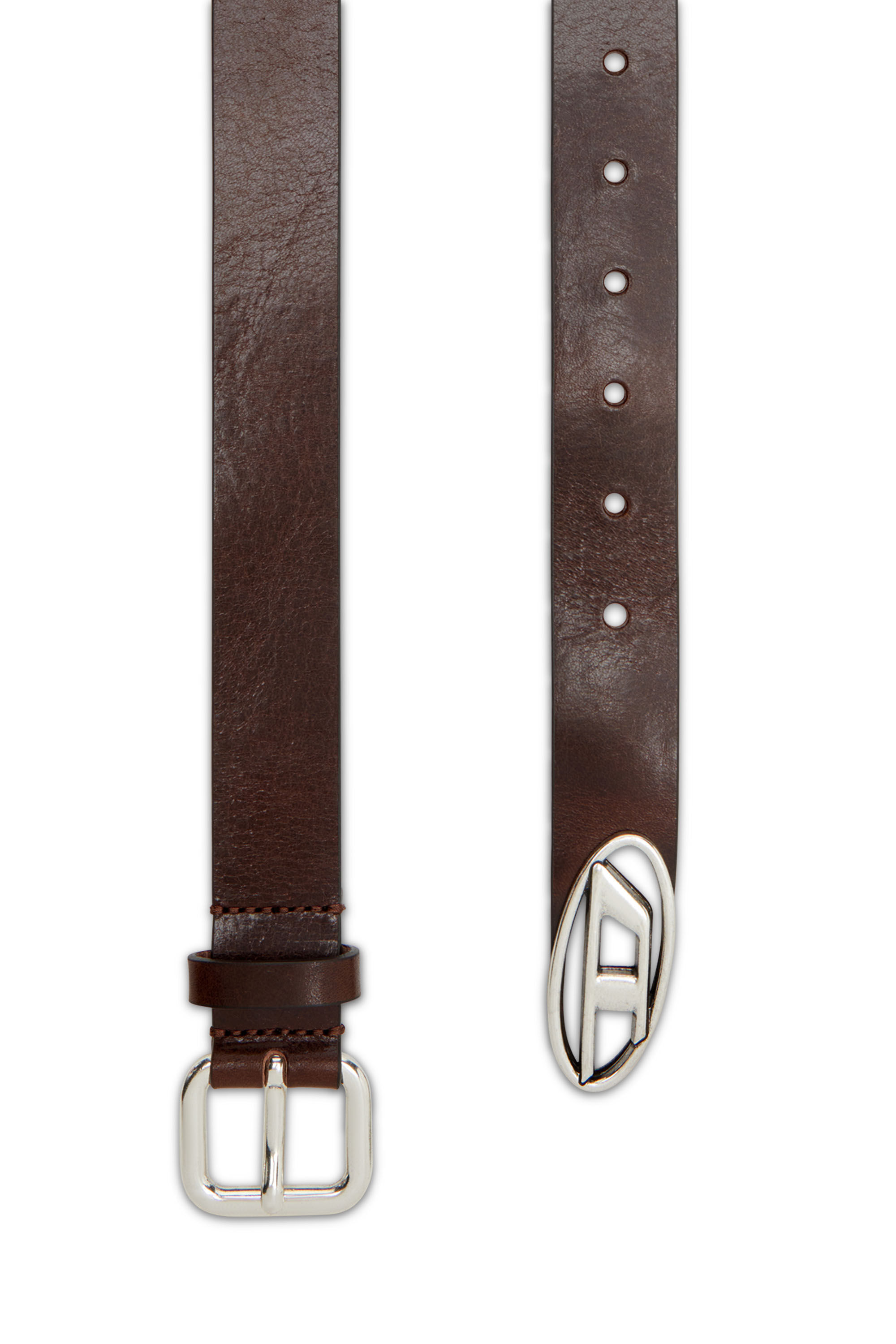 Diesel - B-INLAY, Unisex Gürtel aus Leder mit oval D-Logo in Braun - 2