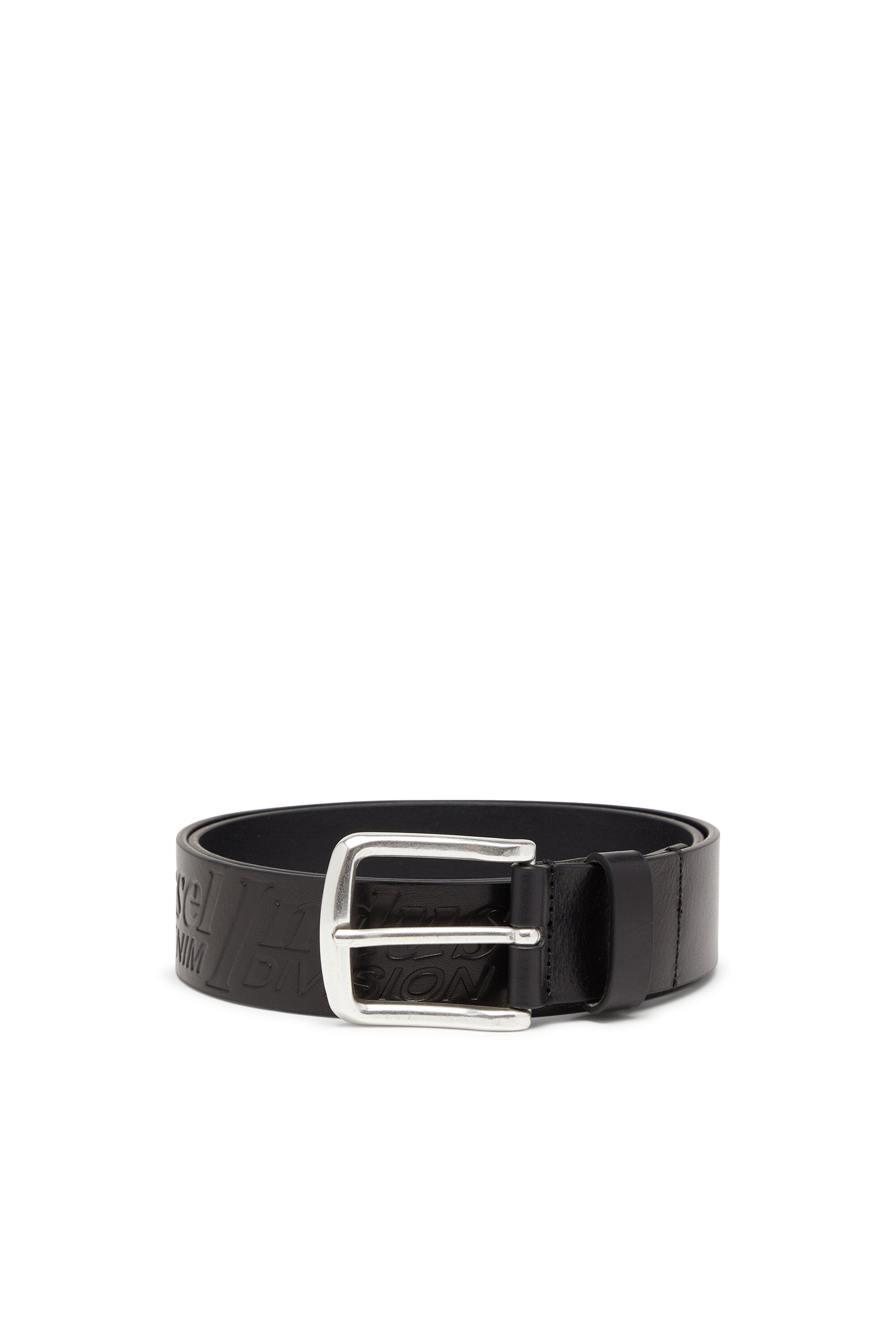Diesel - B-FLAG-D EMBOSSED, Herren 4 cm Ledergürtel mit eingeprägtem Logo in Schwarz - 1