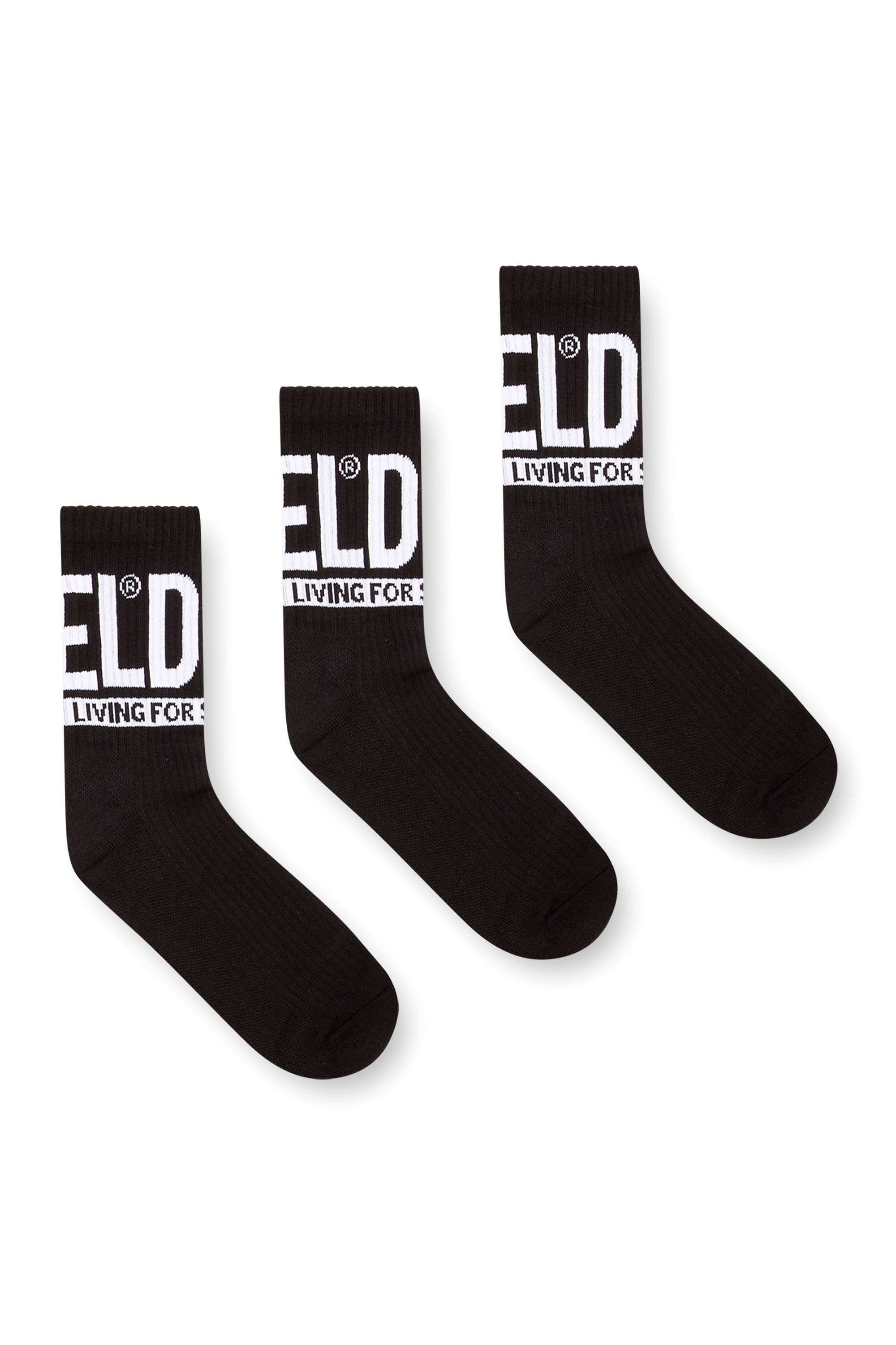 Diesel - SKM-RAY-3PACK-CUSHIONED-17,5, Herren Socken mit Diesel-Logo im Dreierpack in Schwarz - 1