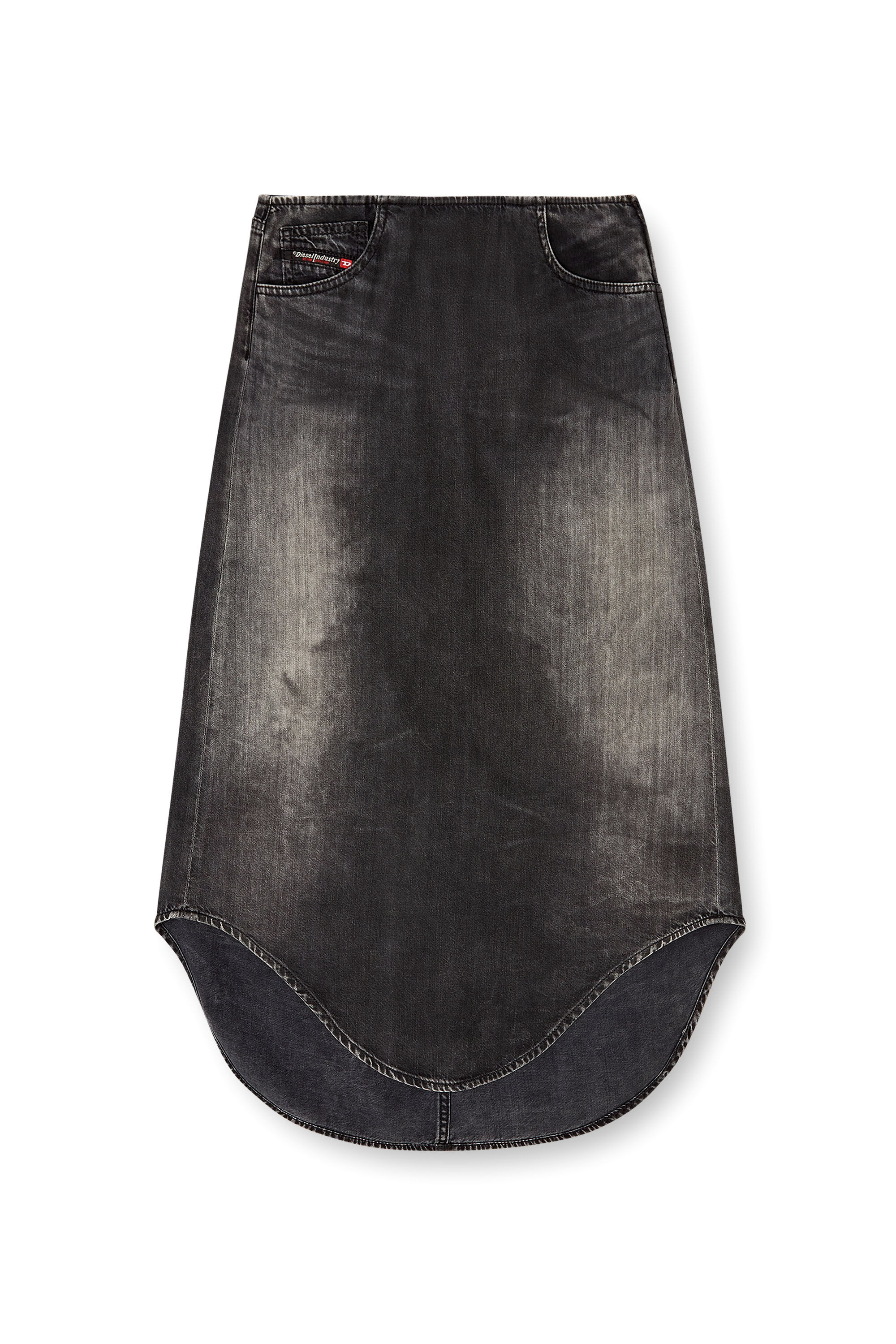 Diesel - DE-PLUMY-S, Damen Midirock aus Denim mit Shadow-Effekt in Schwarz - 2