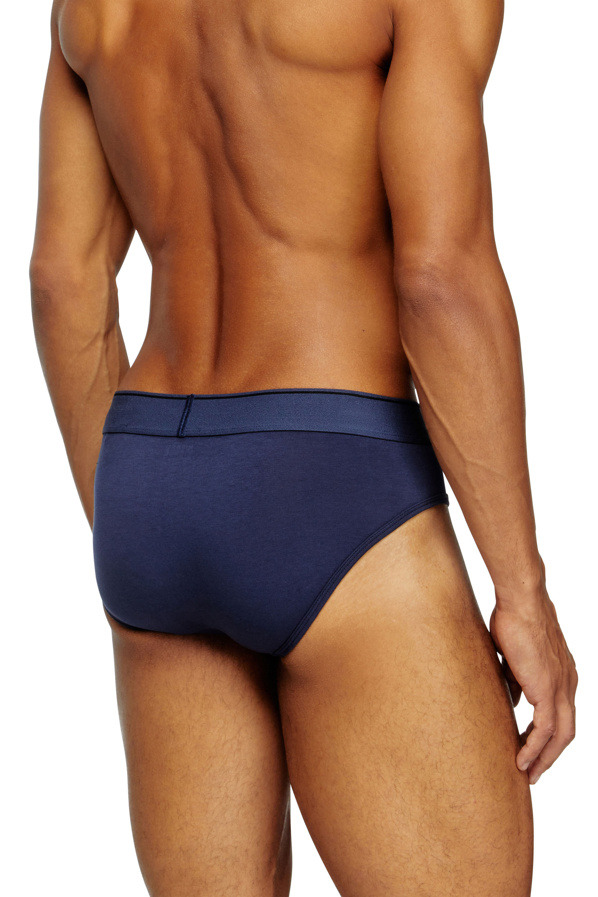 Diesel - UMBR-ANDRETHREEPACK, Herren Einfarbige Logo-Briefs im Dreierpack in Blau/Schwarz - 4