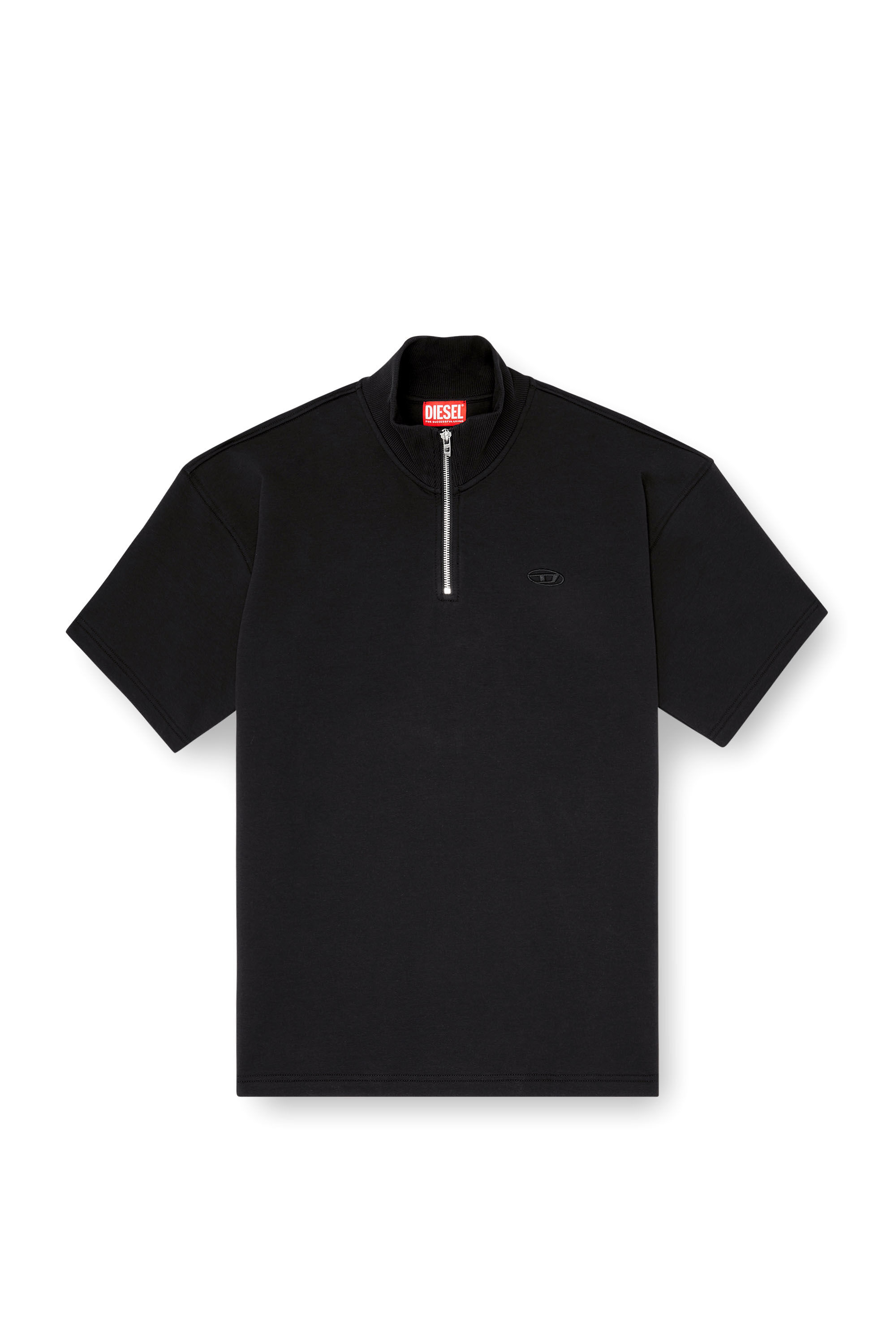 Diesel - S-CUBY, Herren Kurz&auml;rmliges Sweatshirt mit halbem zip aus leichtem Scuba in Schwarz - 2