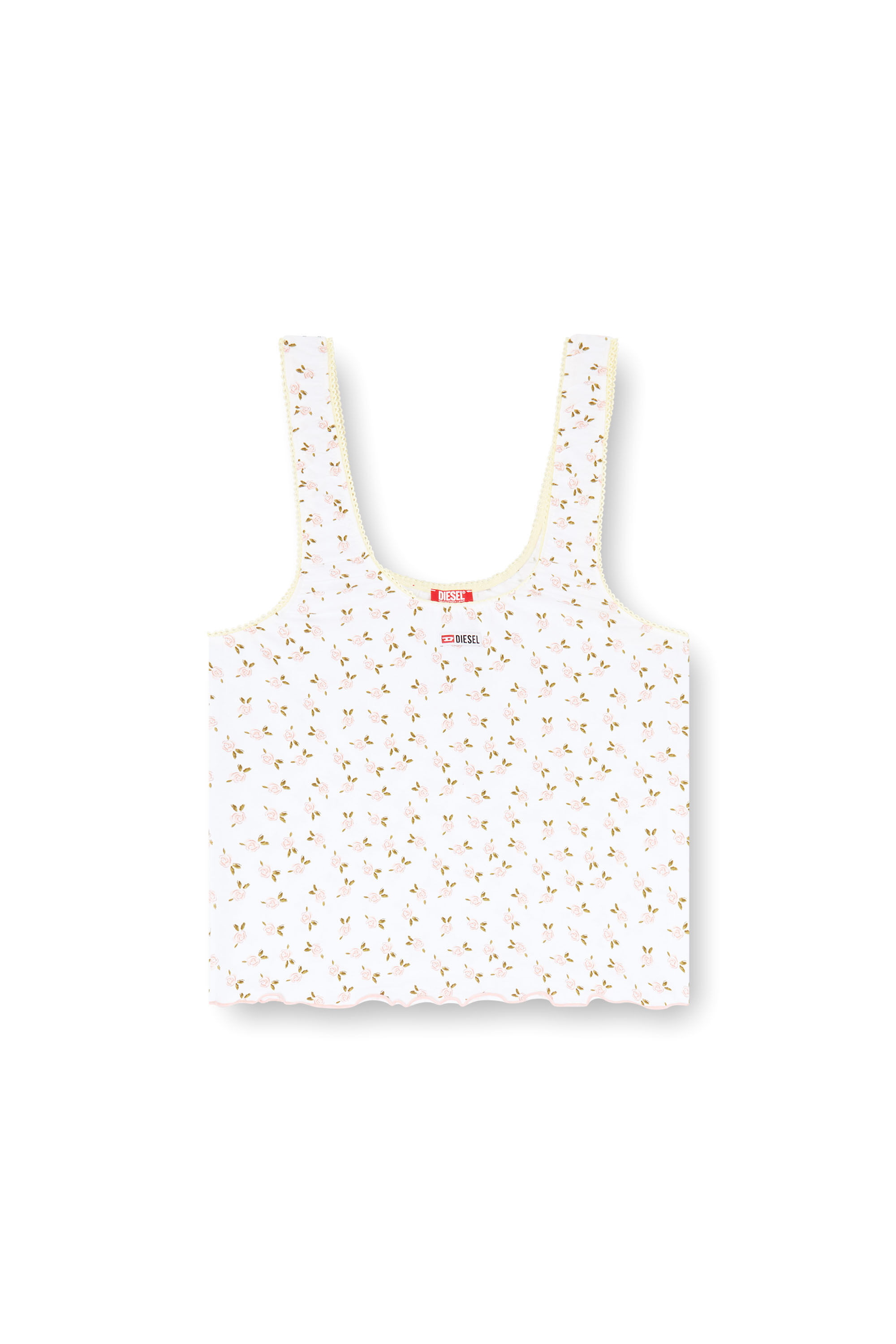 Diesel - GEORGIE-D-CORE, Damen Stretch-Baumwolltop mit Blumenprint in Wei&szlig; - 2