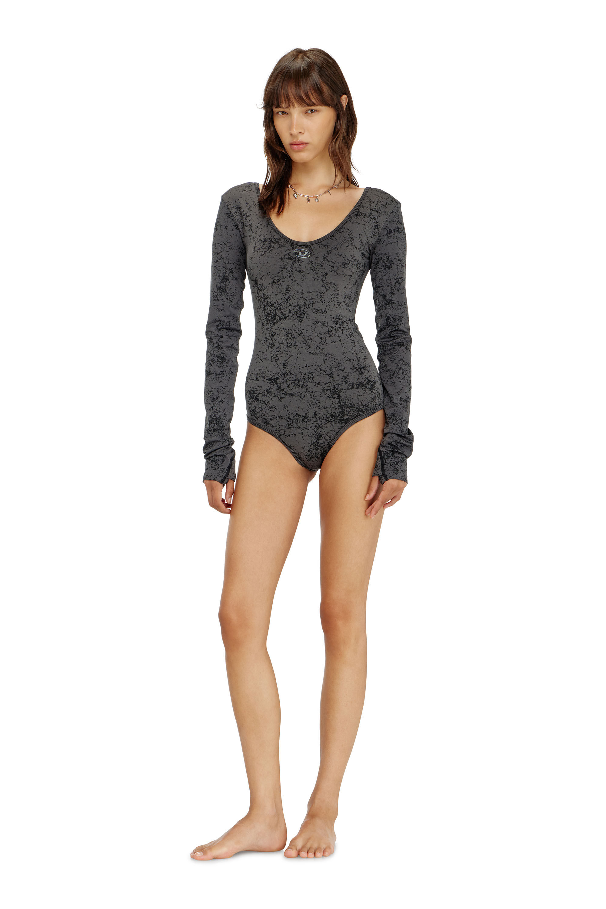 Diesel - IONNA-UTLT, Damen R&uuml;ckenfreier Bodysuit mit utility-print in Schwarz - 1