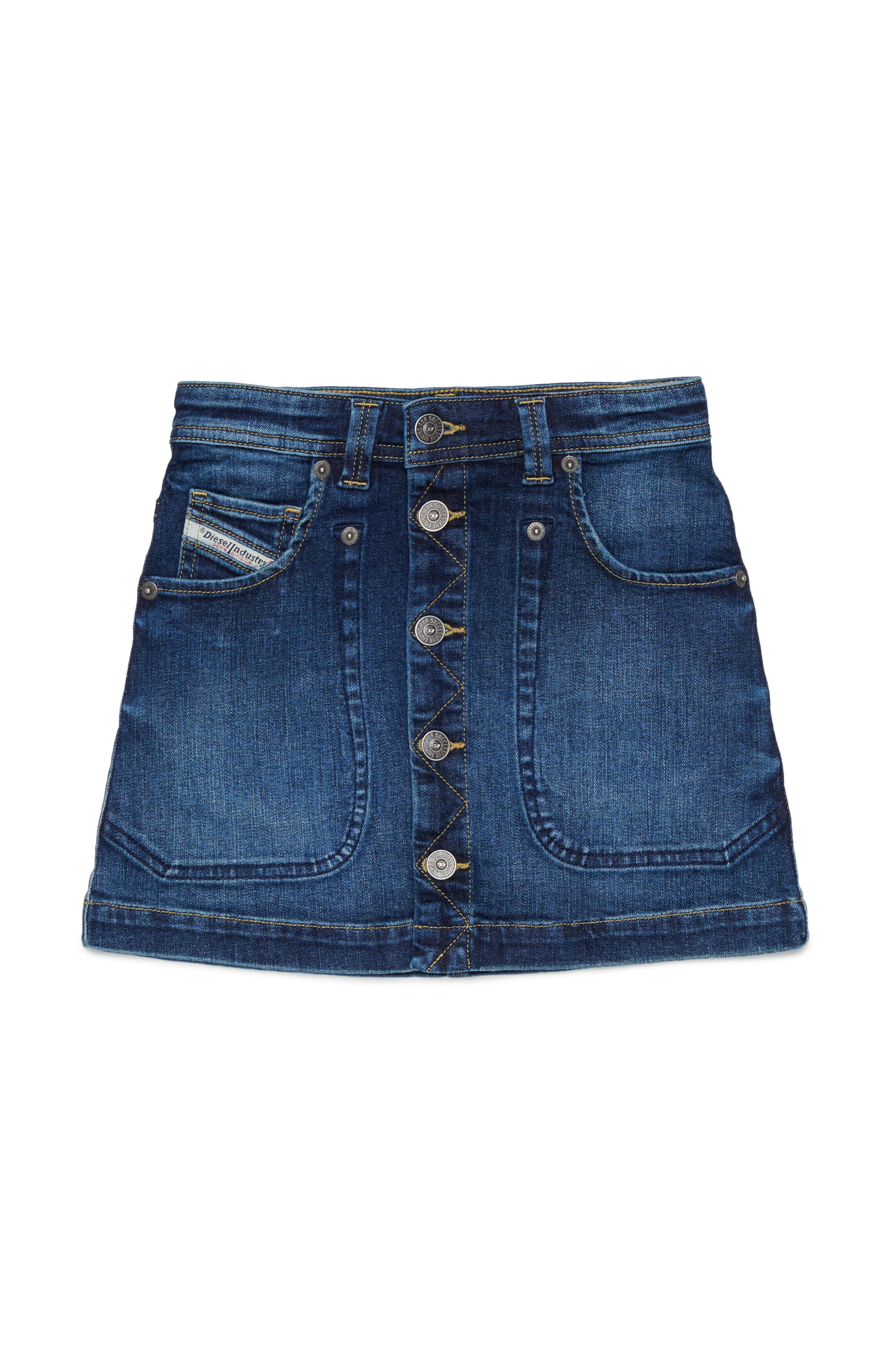 Diesel - GEALBUS, Damen Jeansrock in Denim mit Knopfleiste in Mittelblau - 1