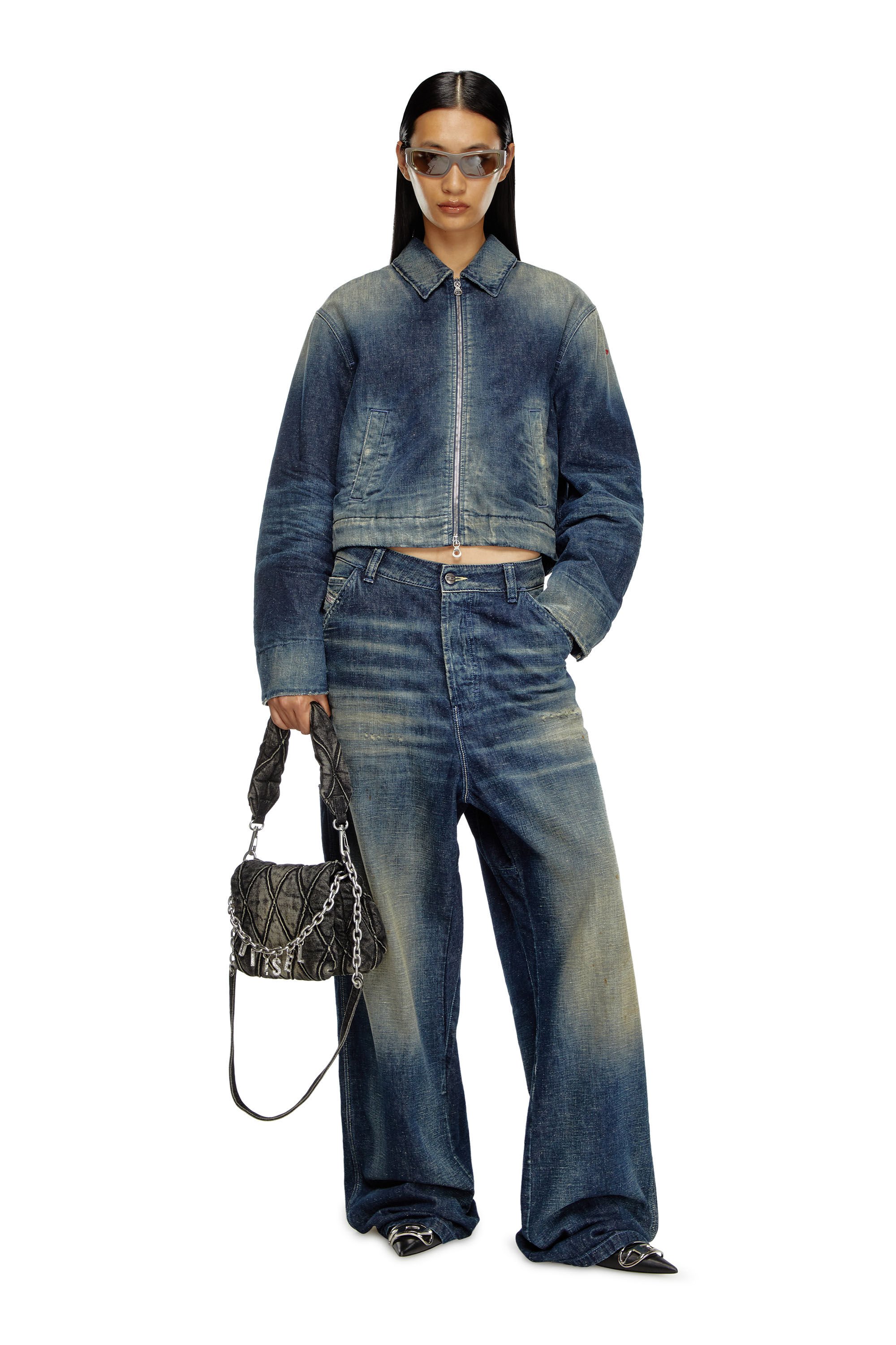 Diesel - DE-NOVA, Damen Gefütterte Jacke aus Denim im Utility-Stil in Blau - Image 1