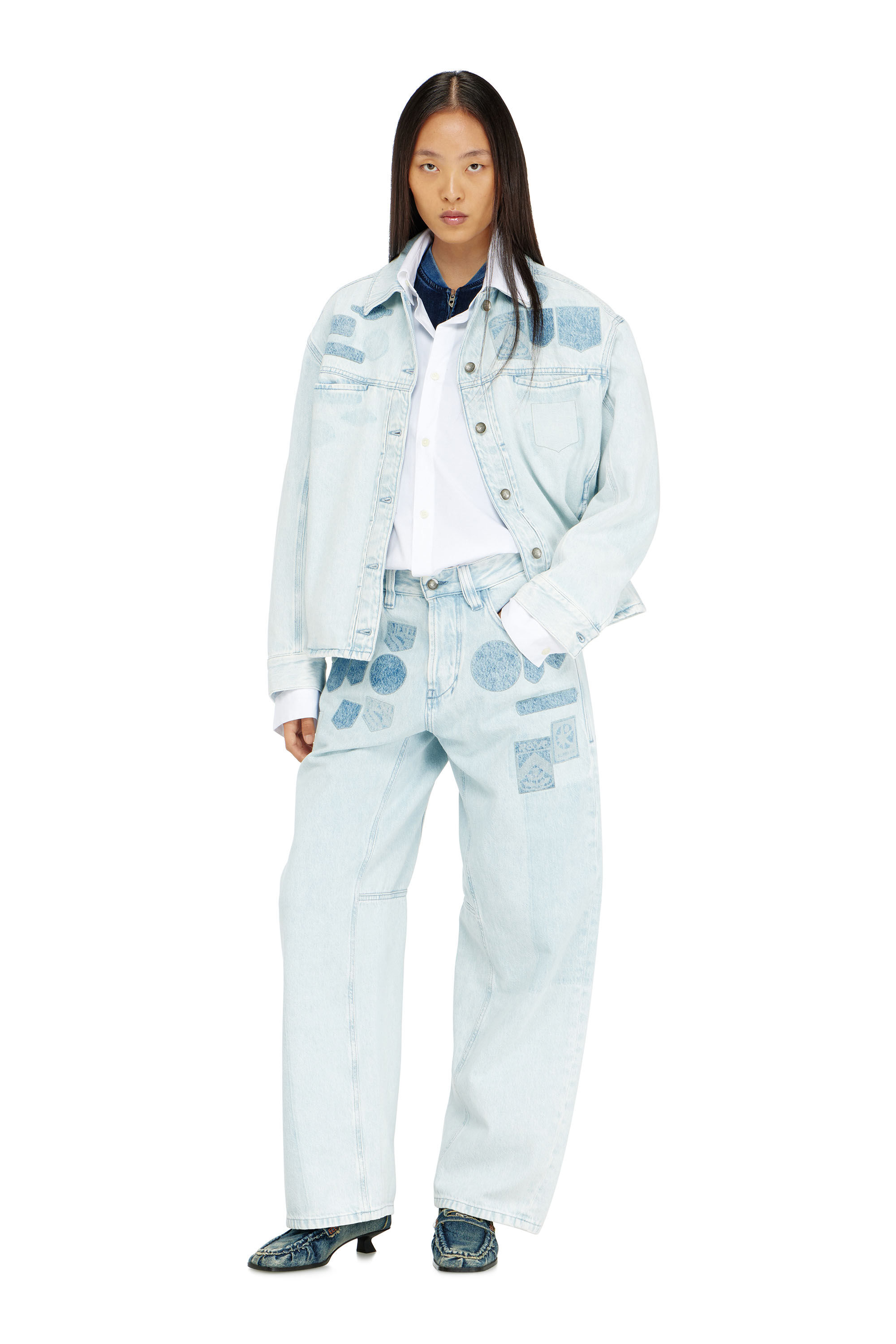 Diesel - D-RYMAVO-S, Unisex Denim overshirt mit patch-effekten in Hellblau - 2