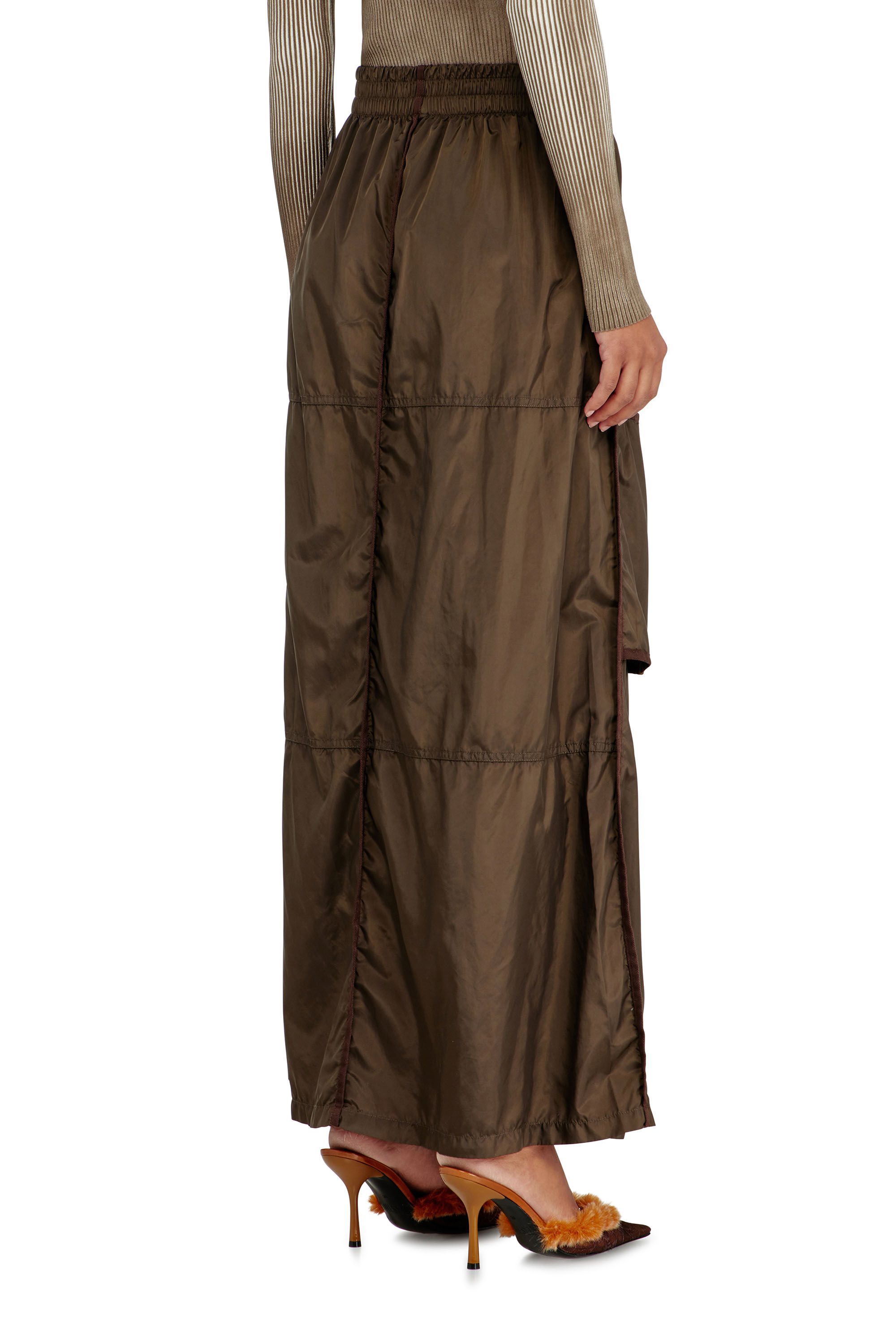 Women's Windbreaker maxi skirt with front zip | Brown | Diesel