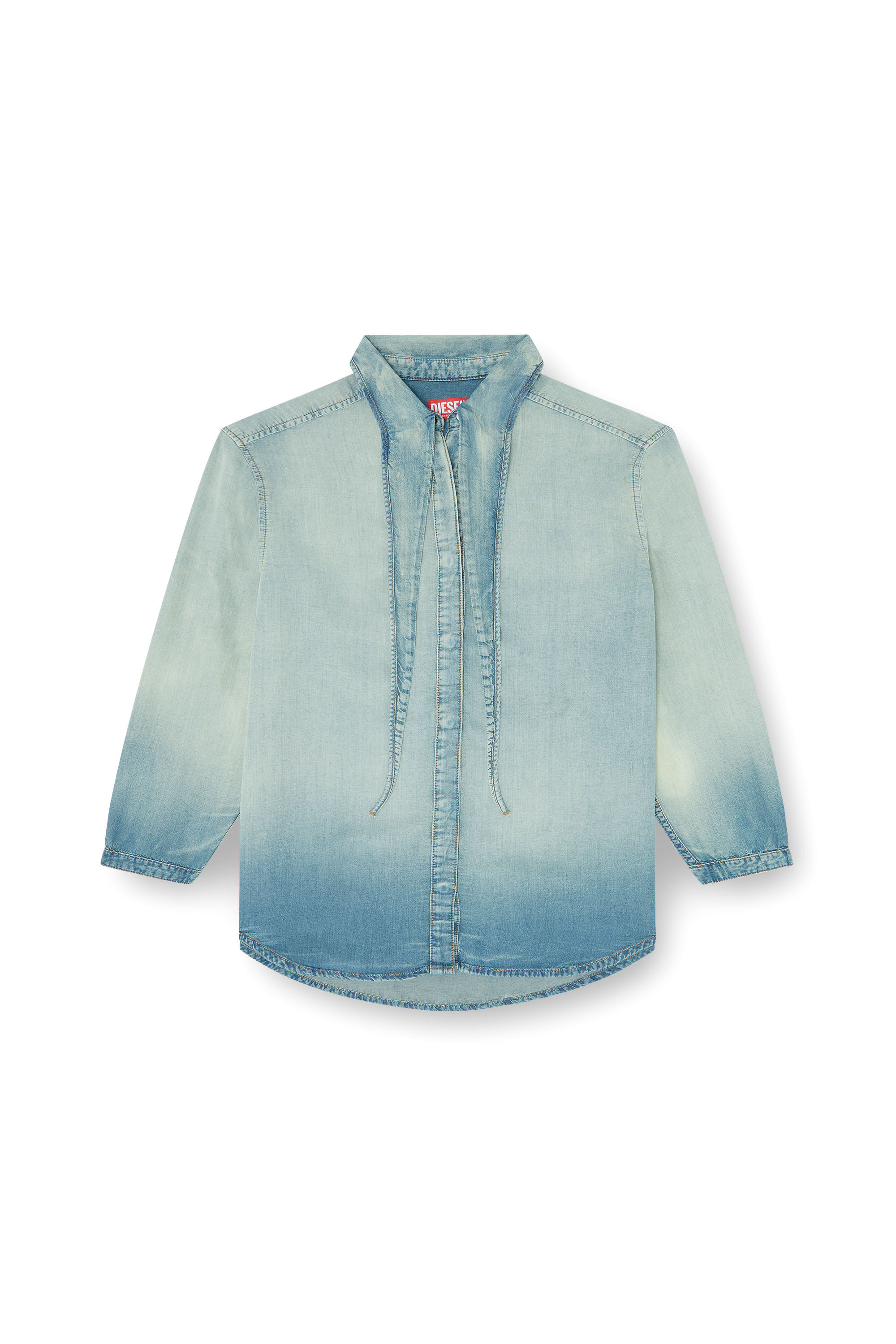 Diesel - DE-ARVEN-S1, Damen Hemd aus marmoriertem, flie&szlig;endem denim in Hellblau - 2