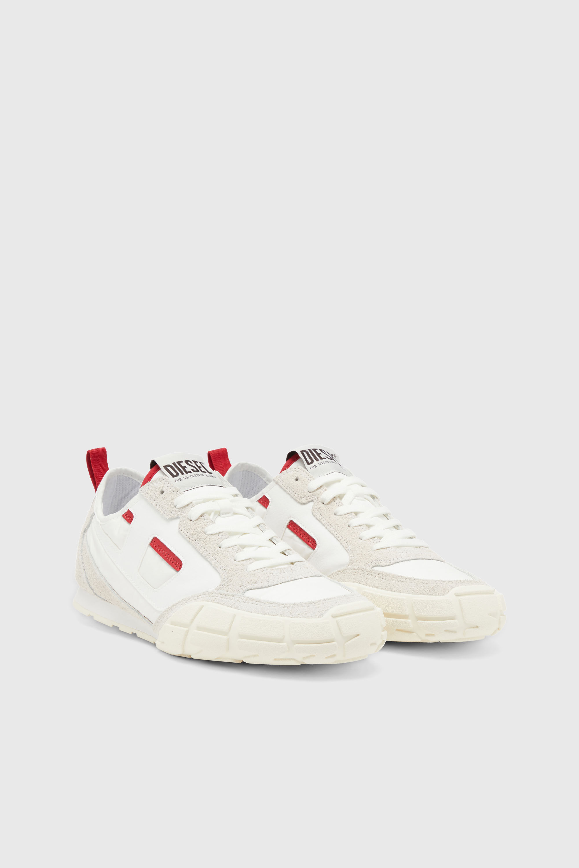 Diesel - S-PAGODHA LOW, Herren S-Pagodha-Sneakers aus Leder, Wildleder und Ripstop in Weiss/Rot - 2