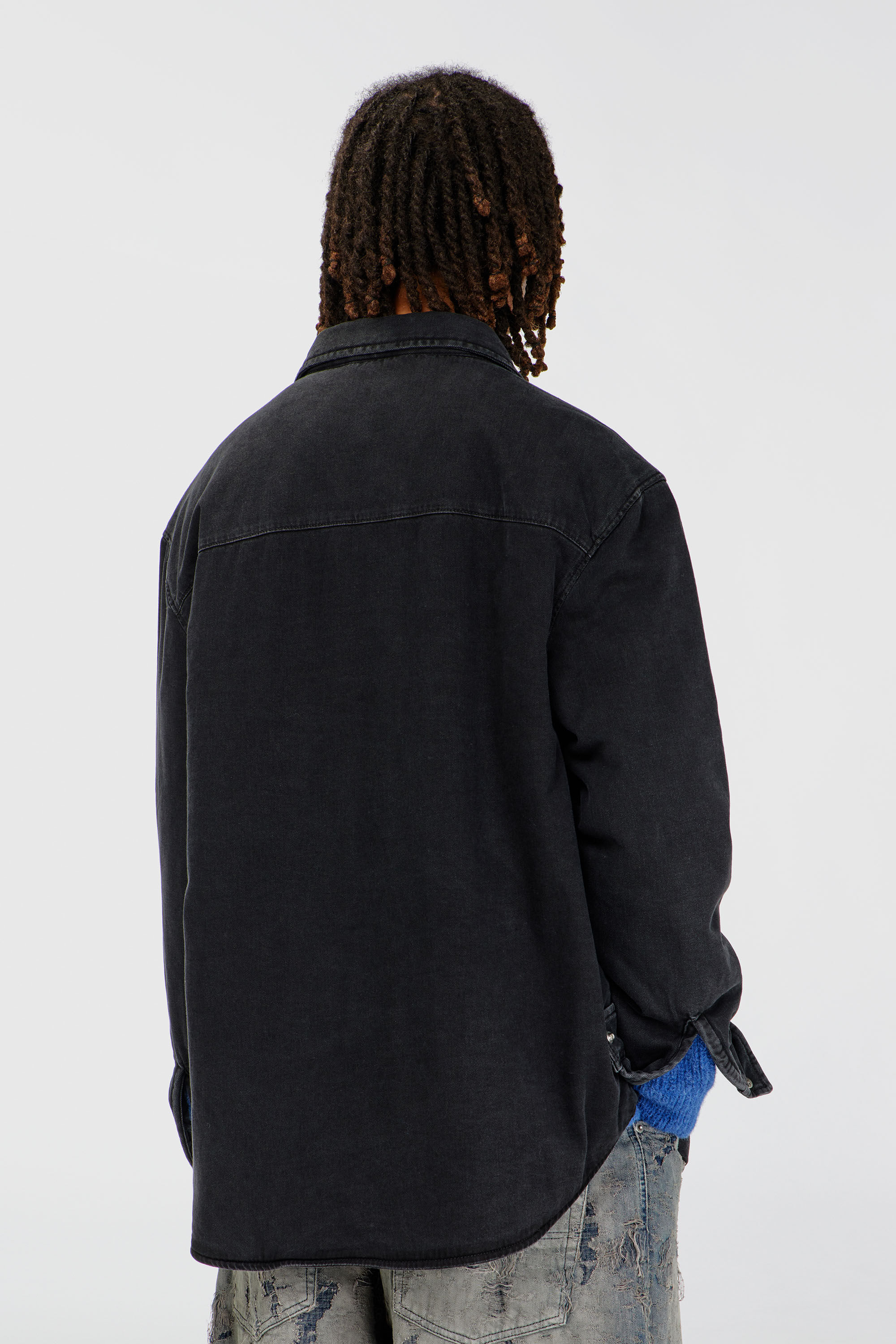 Diesel - D-FLAIM-D, Herren Gef&uuml;tterte denim overshirt in Schwarz - 4