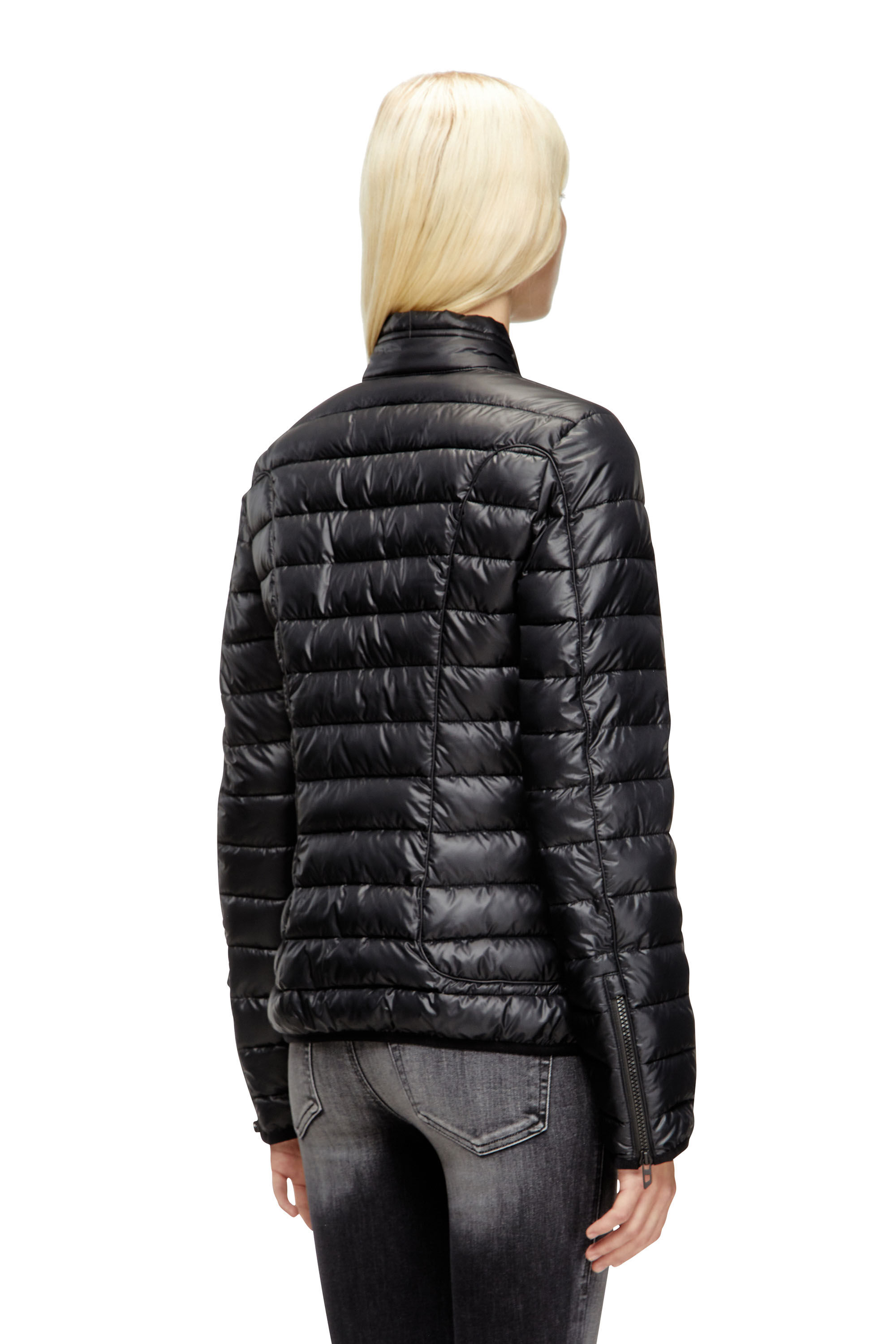 Diesel - W-PILOT-FEM, Damen Steppjacke mit Biker-Details in Schwarz - 4