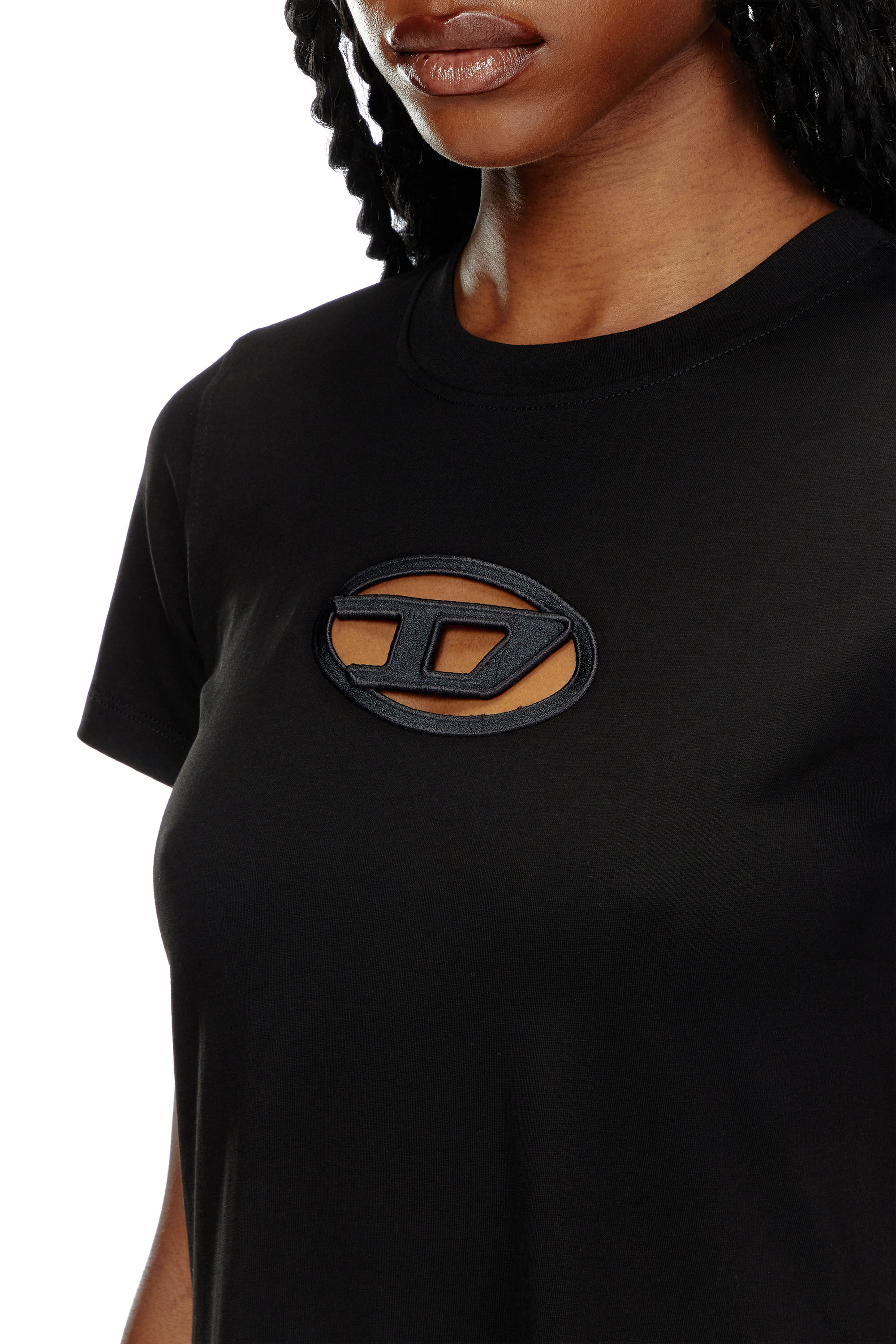 Diesel - D-ALIN-OD, Damen T-Shirt-Kleid mit D-Stickerei in Schwarz - 4