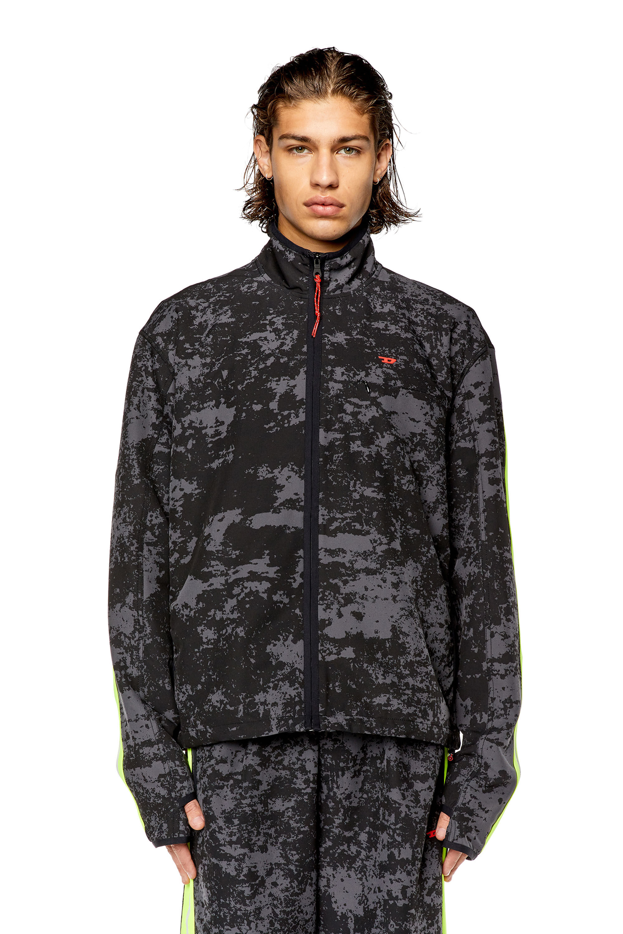 Diesel - AMWT-BYRON-WT13, Man Woven track jacket with cloudy print in Multicolor - Image 3