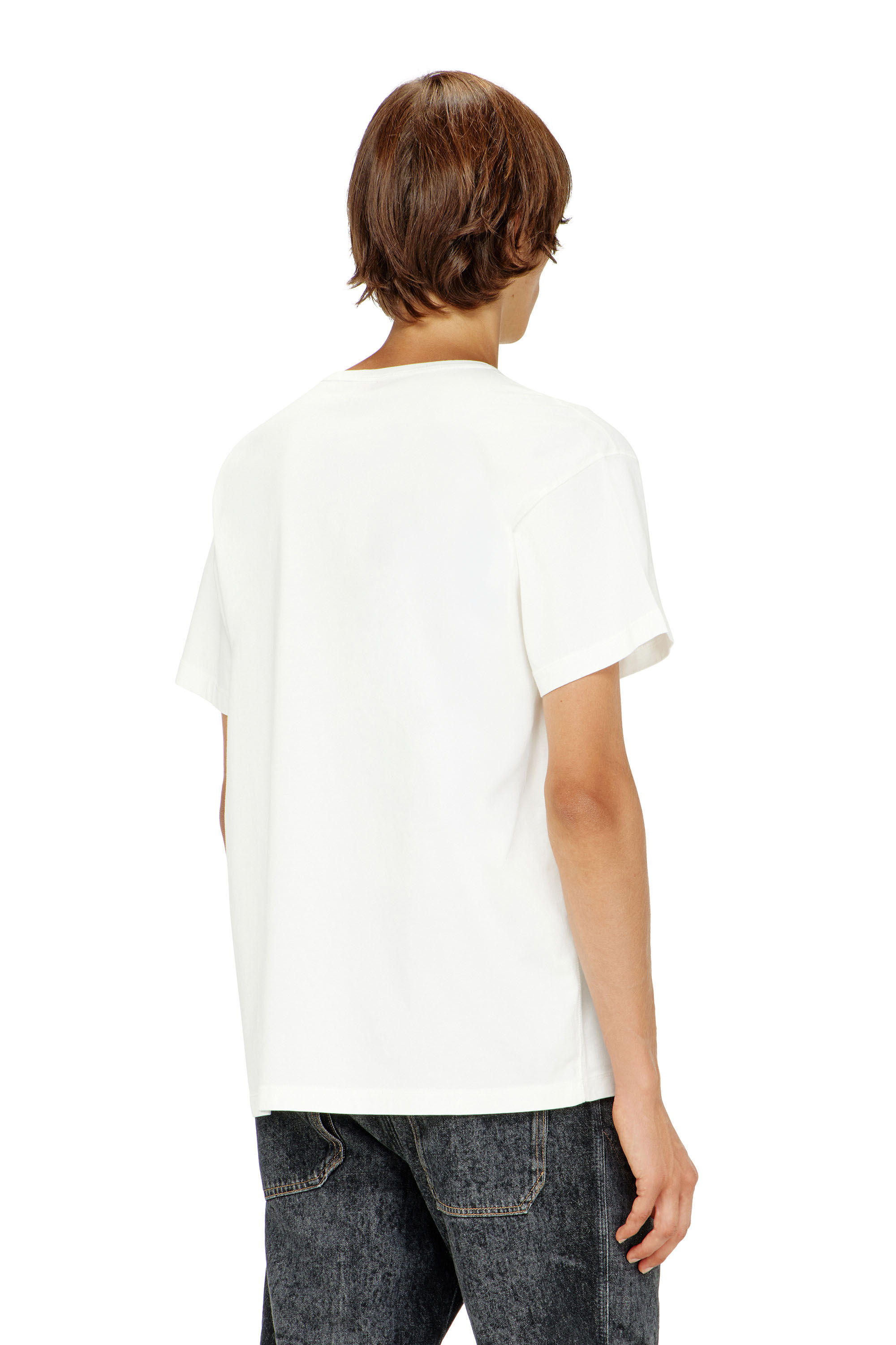 Diesel - T-NORM-IOD, Herren Leichtes Baumwoll-T-Shirt mit metallischem ovalem D-Logo in Wei&szlig; - 4